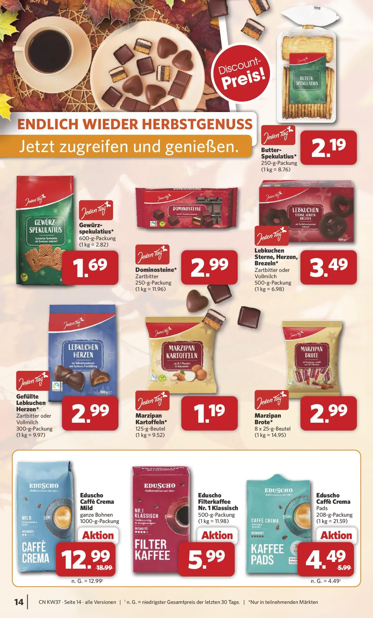 Combi Prospekt – gültig ab 07.09.2026 | Seite: 14 | Produkte: Butter, Kaffee, Kartoffeln, Eduscho