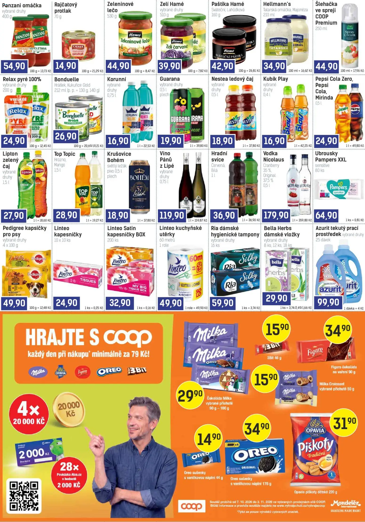 Konzum leták od 21.10.2026 | Strana: 3 | Produkty: Pepsi, Piškoty, Pedigree, Cola