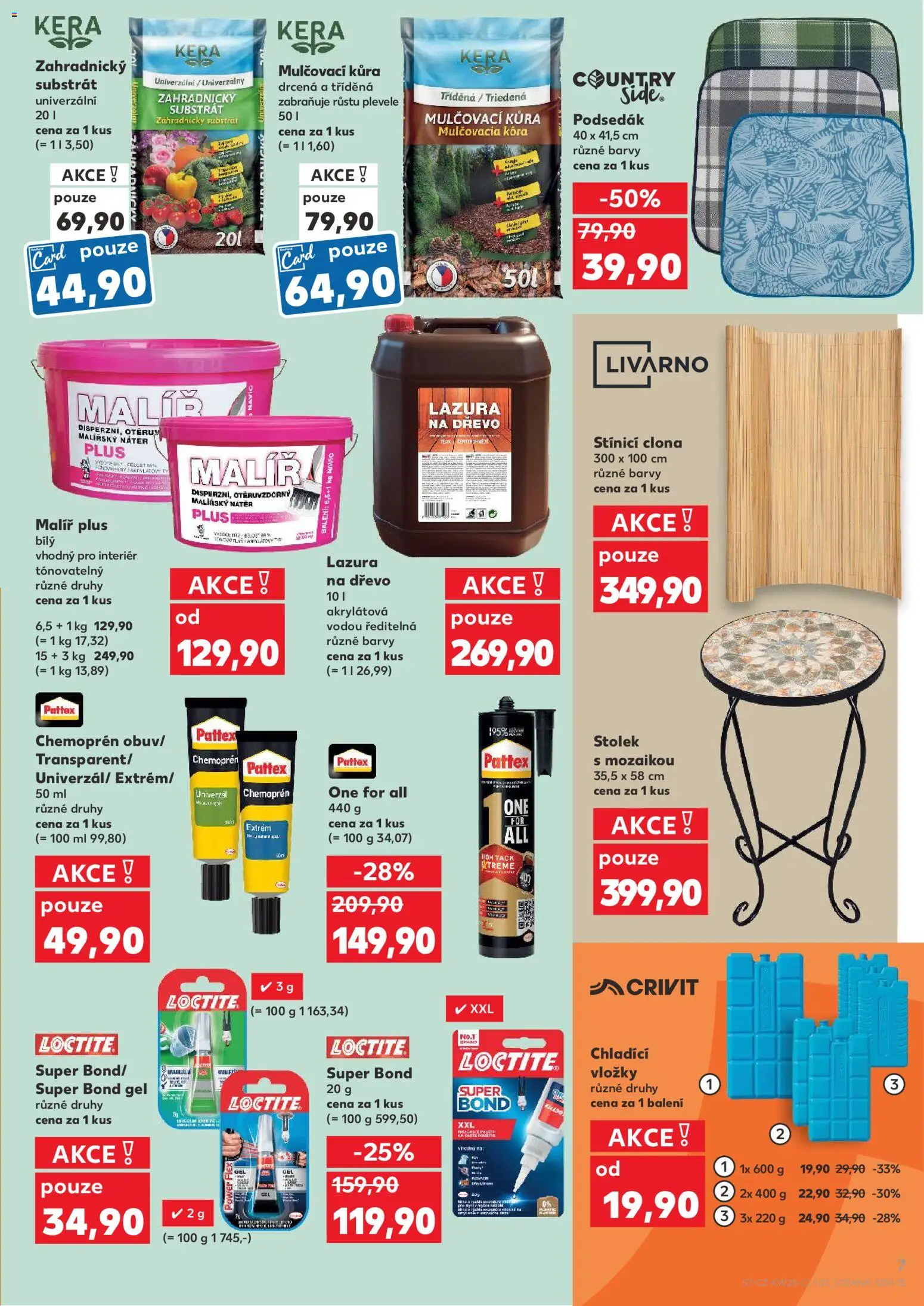 Kaufland leták - Plzeň od 08.07.2026 | Strana: 7 | Produkty: Vložky, Stolek, Barvy, Zahradnický substrát