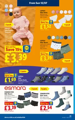 Preview of Weekly offers Lidl valid from 09/07/2026 | Page: 25 | Products: Socks, Briefs, Boxers