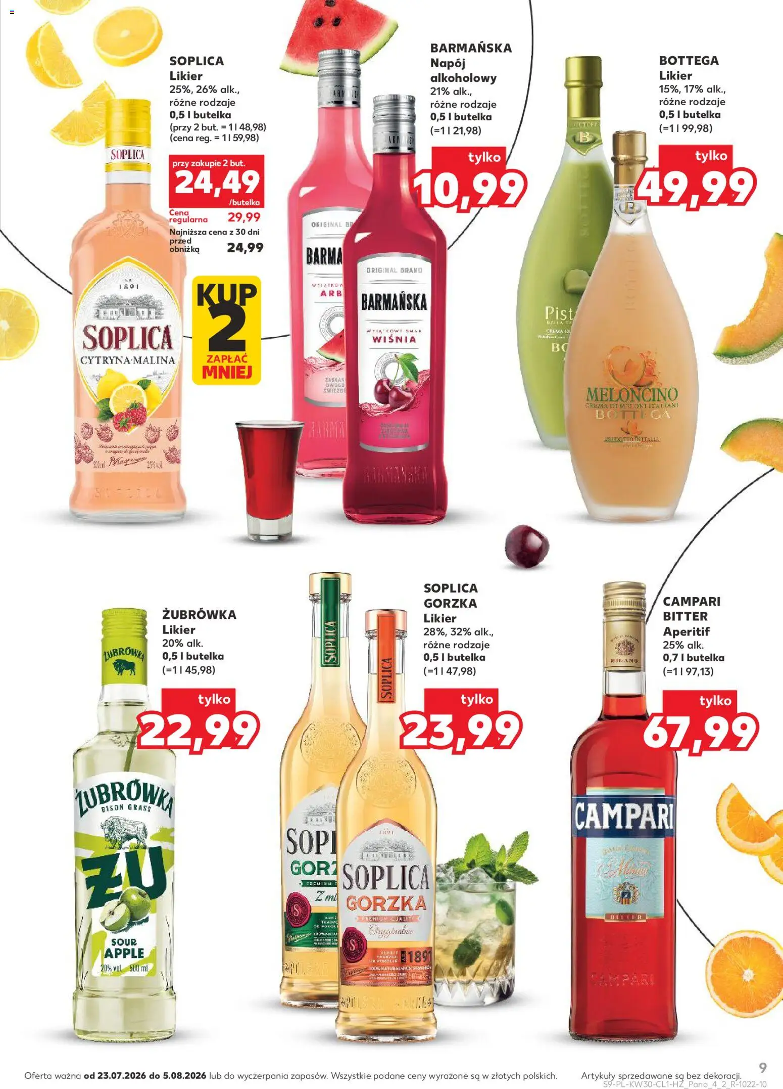 Kaufland Polsko leták - Barek od 23.07.2026 | Strana: 9 | Produkty: Campari, Apple, Crema, Zubrowka