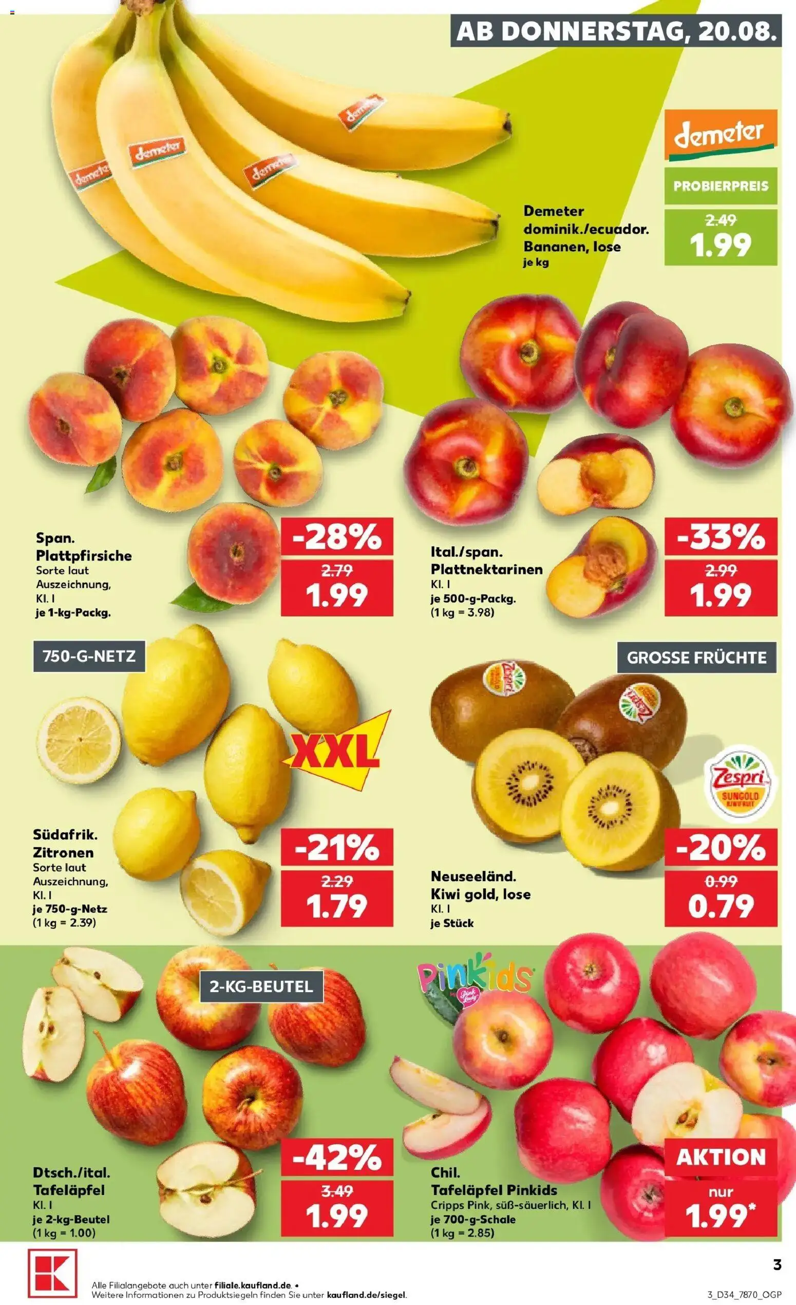 Prospekt Kaufland ab 20.08.2026 » Angebote Online zum Blättern | Seite: 3 | Produkte: Kiwi, Zitronen