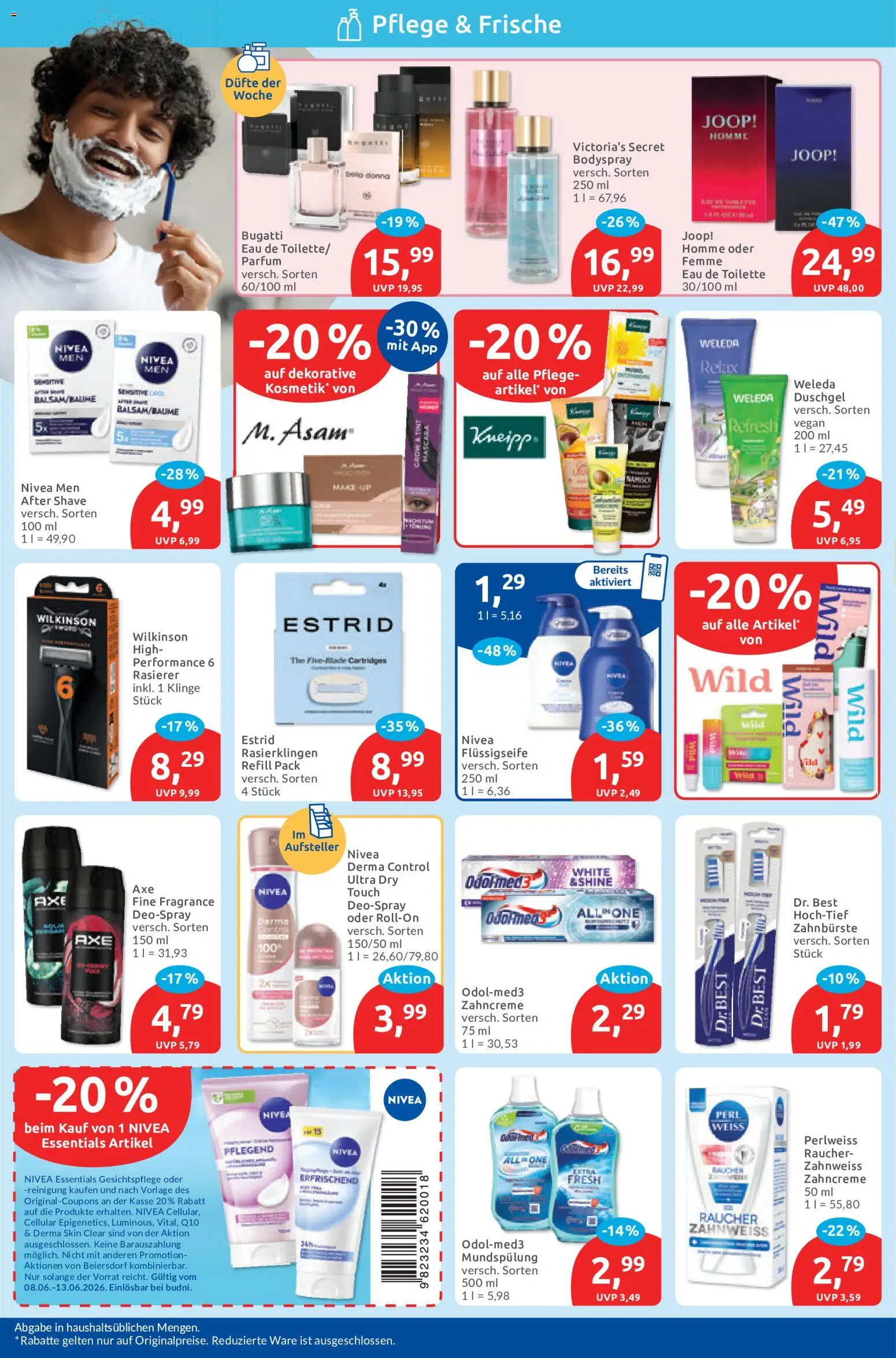 Budni Prospekt – gültig ab 08.06.2026 | Seite: 2 | Produkte: Rasierer, Parfüm, Zahnbürste, Deospray