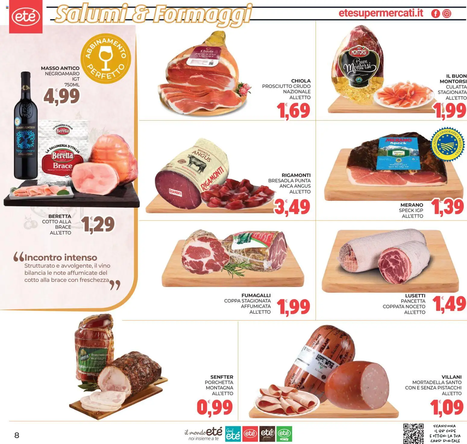 Volantino Eté del 11/09/2026 | Pagina: 8 | Prodotti: Porchetta, Tè, Bresaola, Mortadella