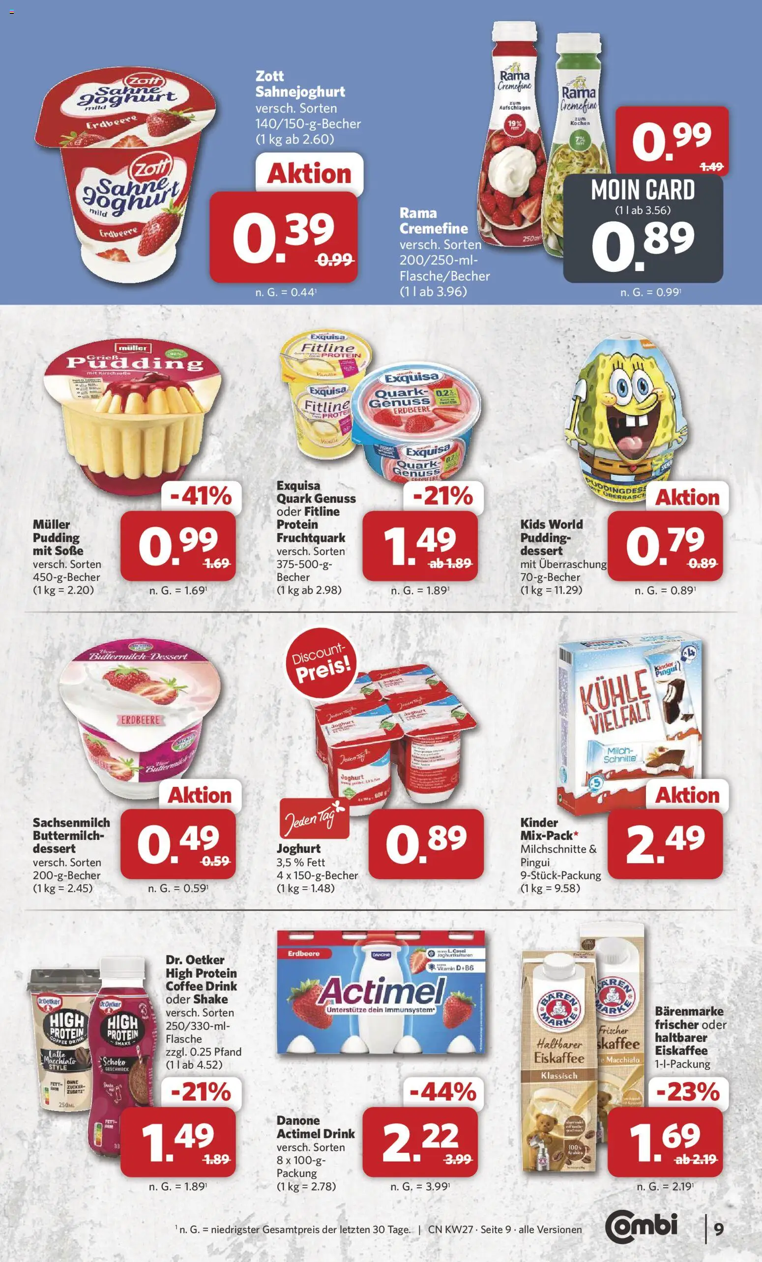 Combi Prospekt – gültig ab 29.06.2026 | Seite: 9 | Produkte: Buttermilch, Milch, Joghurt, Zucker