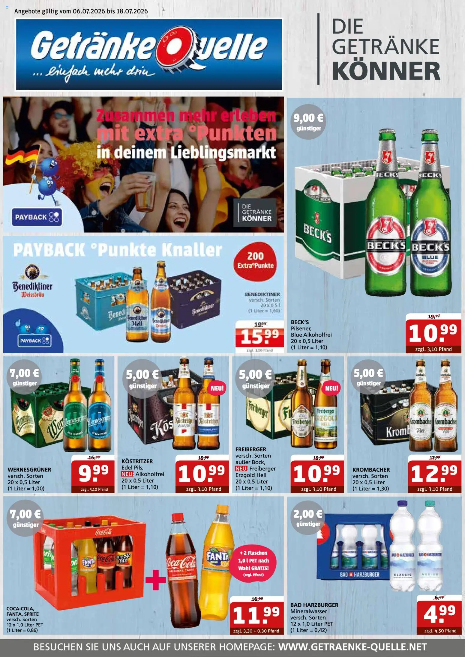 Getränke Quelle - wey-wvg kw28-2906.07.2026-18.07.2026 – gültig ab 06.07.2026 | Seite: 1 | Produkte: Coca cola, Fanta, Sprite, Krombacher