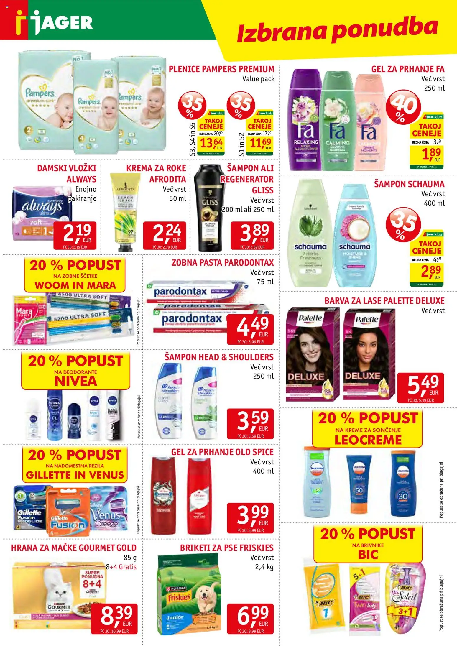 Novi Jager katalog ponudbe – veljaven od 24.06.2026 | Stran: 14 | Izdelki: Plenice, Sampon, Zobna pasta, Barva