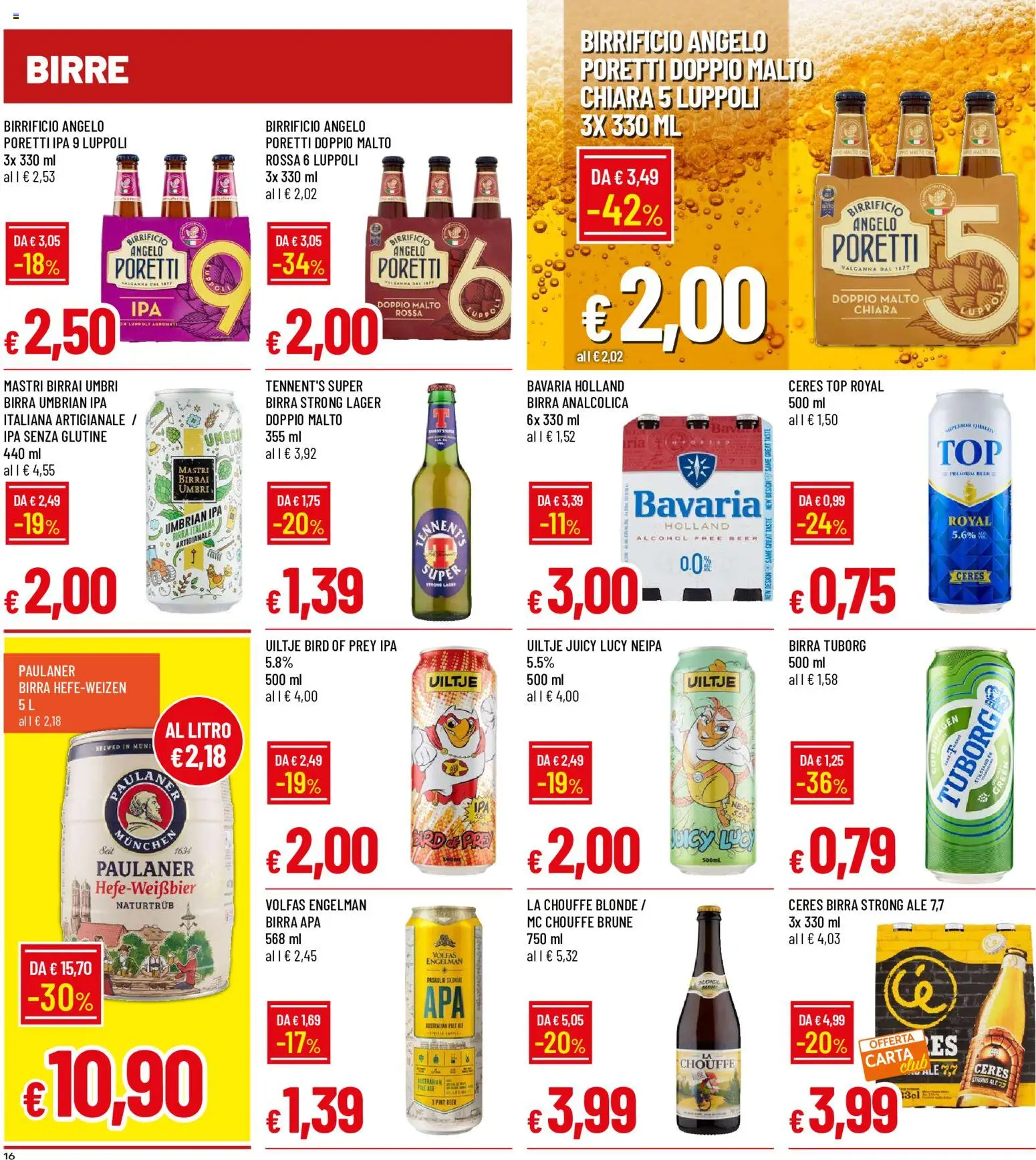 Volantino Galassia del 07/09/2026 | Pagina: 16 | Prodotti: Birra, Birra analcolica, Top, Ceres