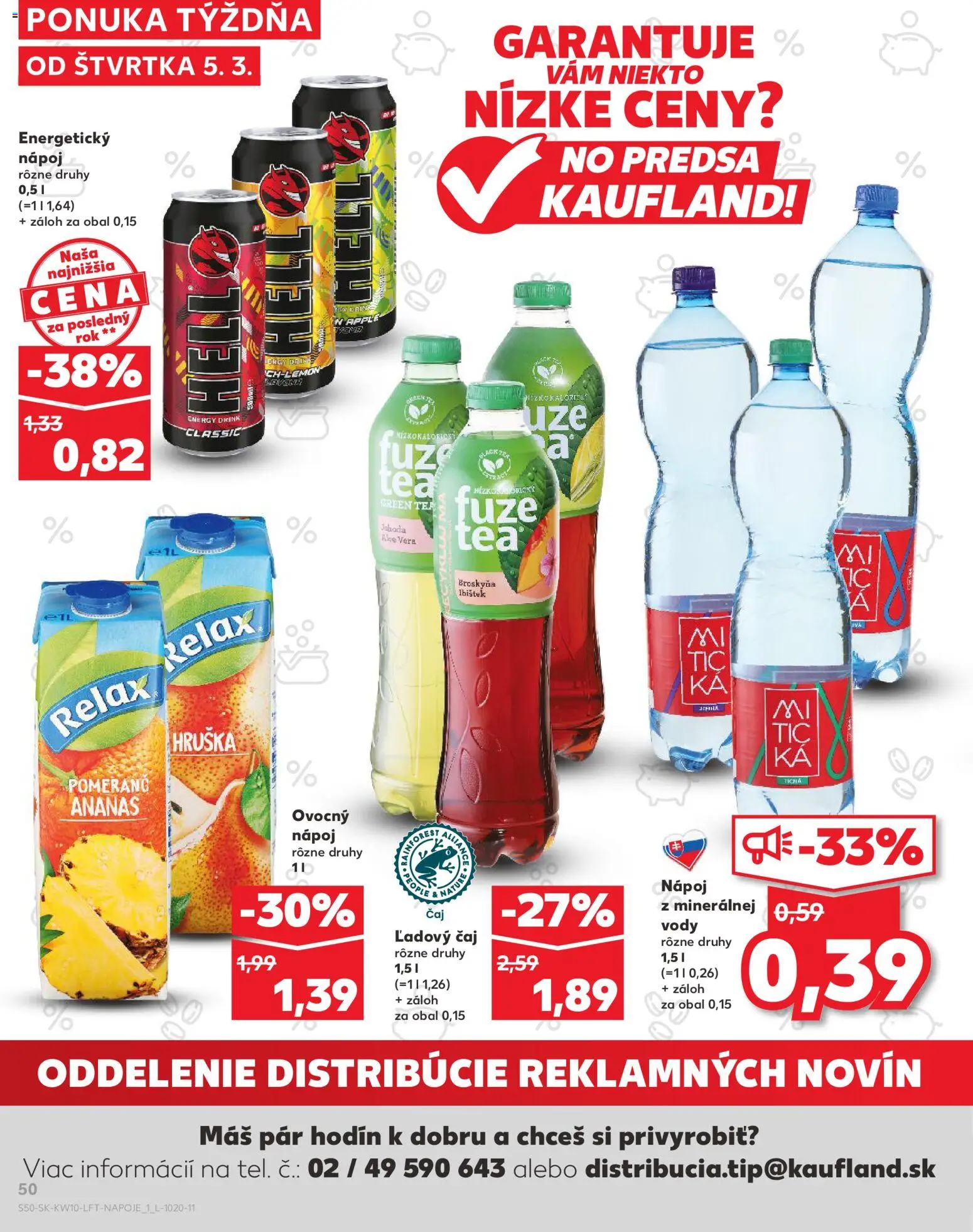 Kaufland SK akciós ujság - amely érvényes a következő dátumtól: 2026.03.05. | Oldal: 50 | Termékek: Energy drink, Tea