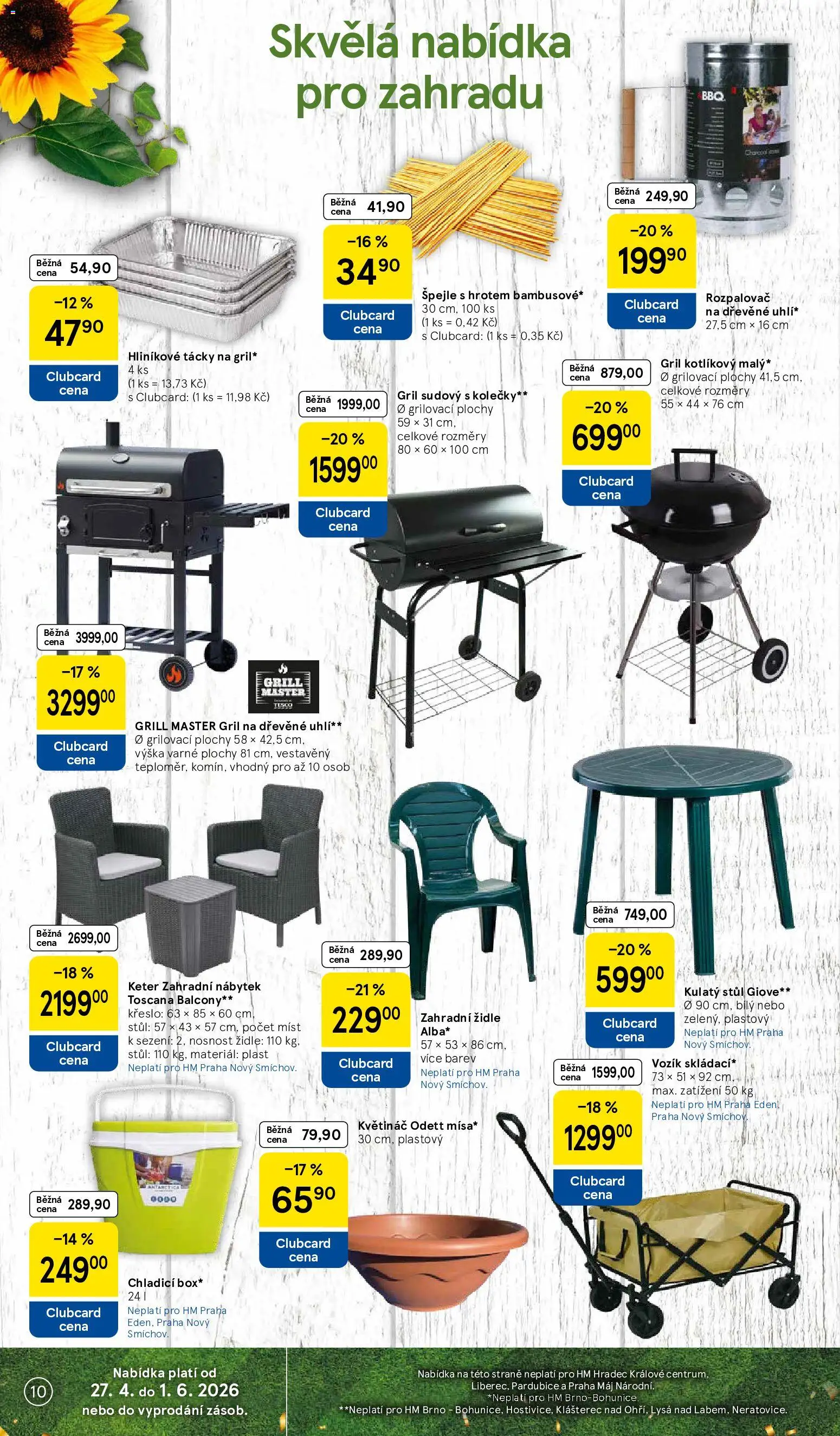 Tesco leták - Hypermarket od 20.05.2026 | Strana: 10 | Produkty: Gril, Nábytek, Židle, Květináč