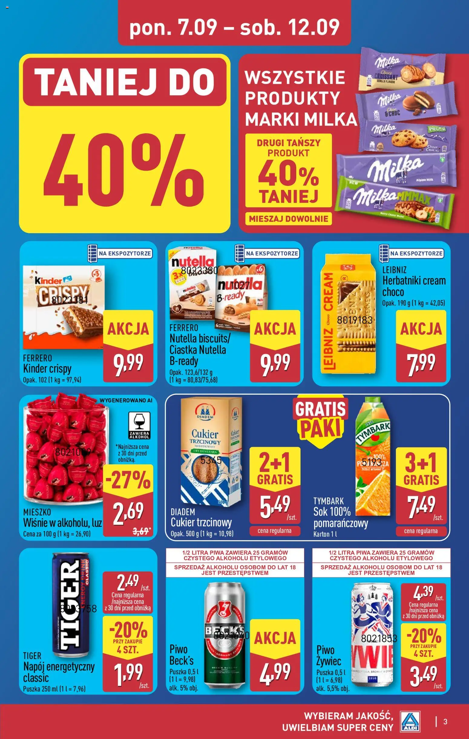 Aldi gazetka - Festiwal marek od 07.09.2026 | Strona: 3 | Produkty: Croissant, Wiśnie, Sok, Alkohol