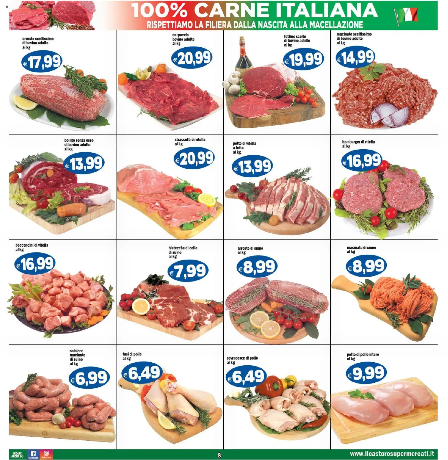 Volantino Il Castoro del 08.05.2026 | Pagina: 8 | Prodotti: Petto di Pollo, Pollo, Suino, Hamburger