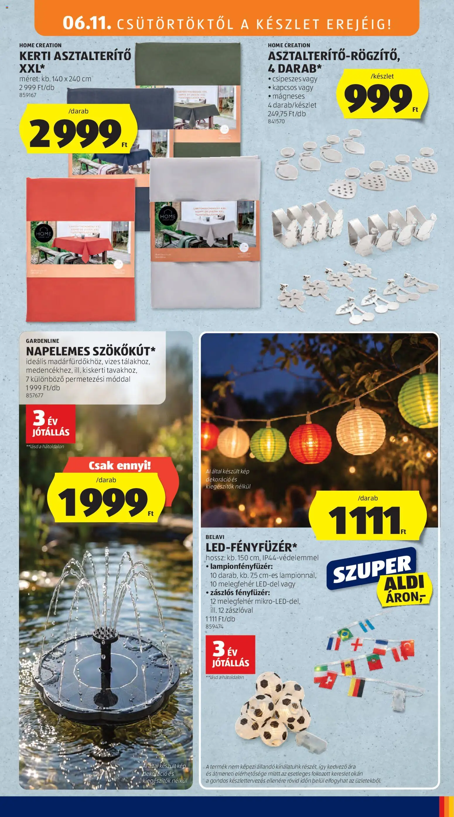 Aldi akciós ujság - amely érvényes a következő dátumtól: 11.06.2026 | Oldal: 3 | Termékek: Fényfüzér, Asztalterítő, Dekoráció