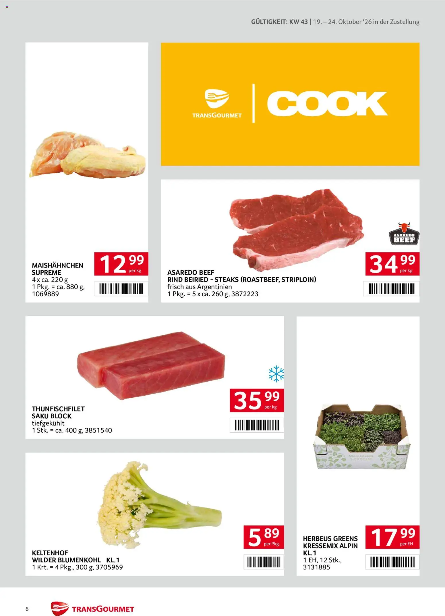 Transgourmet Flugblatt gültig ab 19.10.2026 | Seite: 6 | Produkte: Blumenkohl