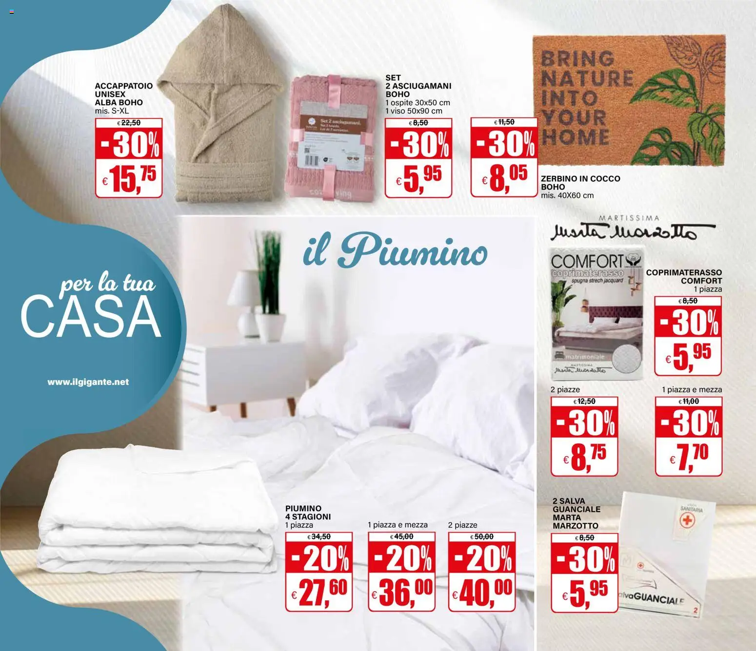 Volantino Il Gigante del 22/10/2026 | Pagina: 40 | Prodotti: Accappatoio, Zerbino, Coprimaterasso, Asciugamani