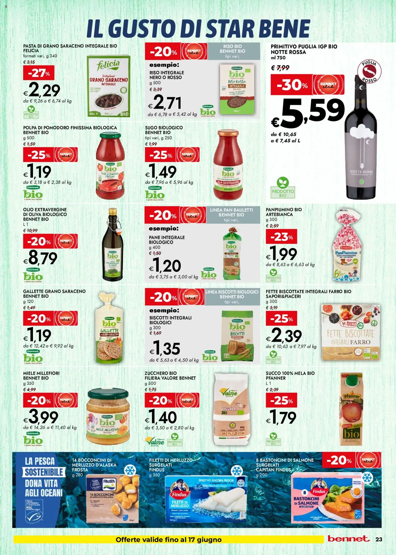 Volantino bennet del 04.06.2026 | Pagina: 23 | Prodotti: Succo, Biscotti, Pomodoro, Olio