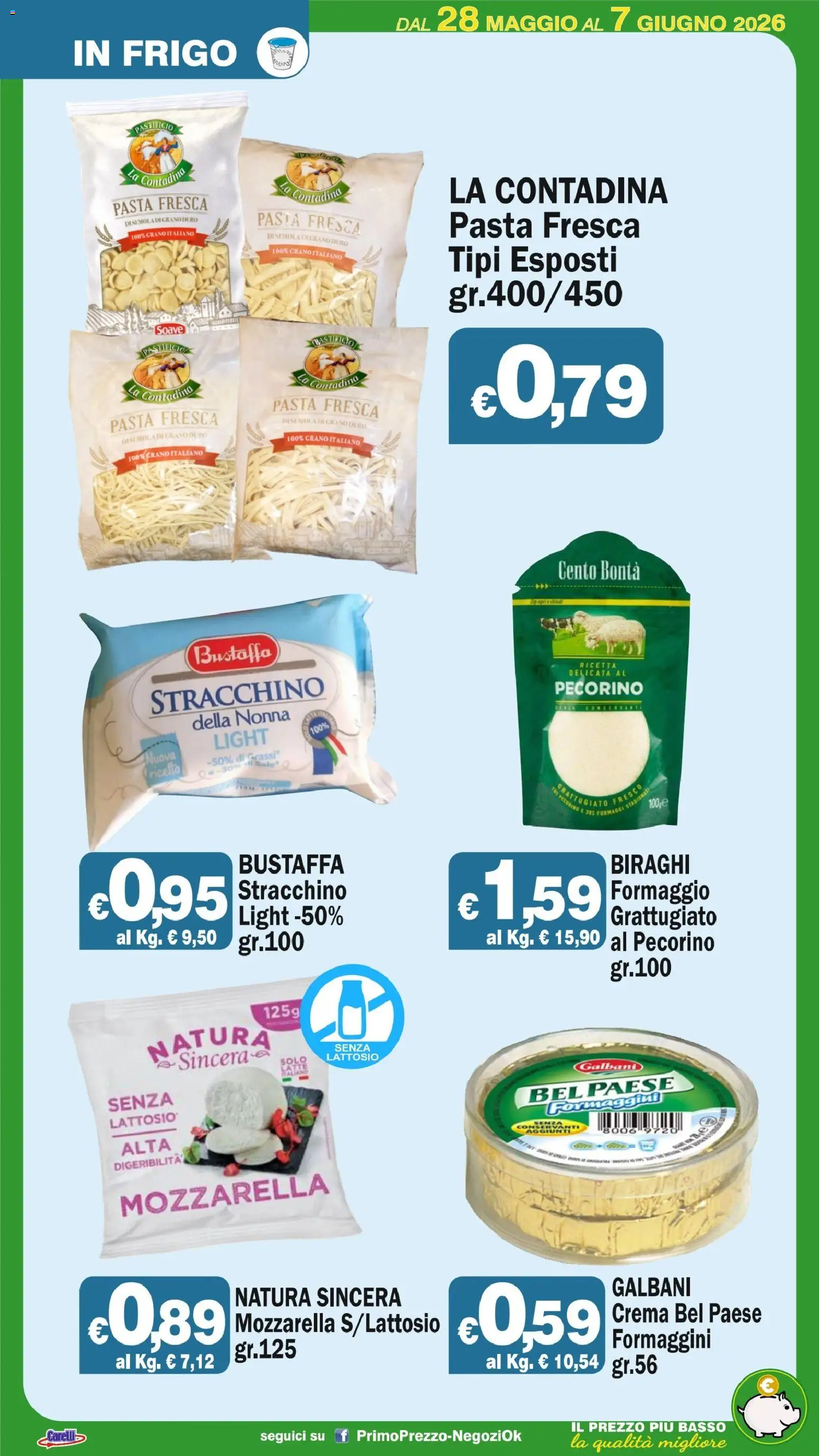 Volantino Primo Prezzo del 28.05.2026 | Pagina: 44 | Prodotti: Crema, Sale, Formaggio, Stracchino