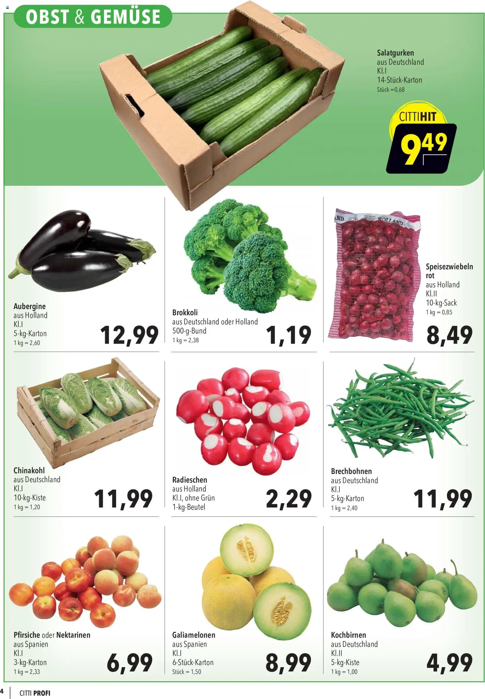 CITTI Markt Aktuelle Angebote für Profis – gültig ab 12.08.2026 | Seite: 4 | Produkte: Gemüse, Brokkoli, Aubergine, Chinakohl