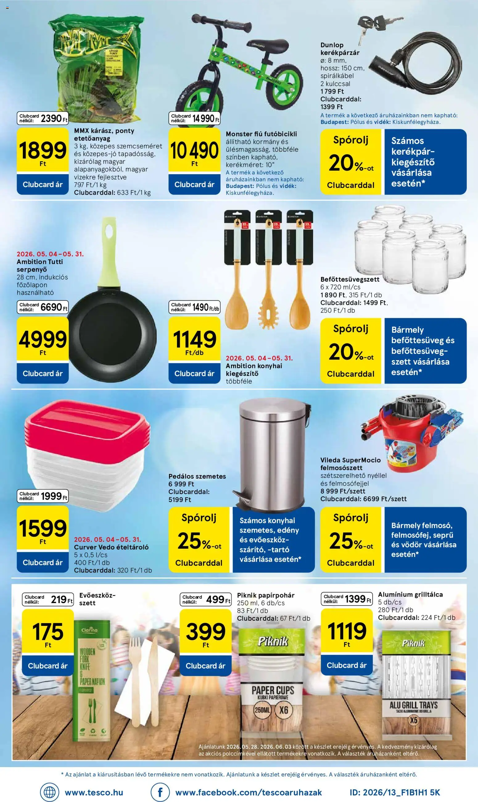 Tesco akciós ujság - amely érvényes a következő dátumtól: 28.05.2026 | Oldal: 32 | Termékek: Grilltálca, Szemetes, Edény, Serpenyő