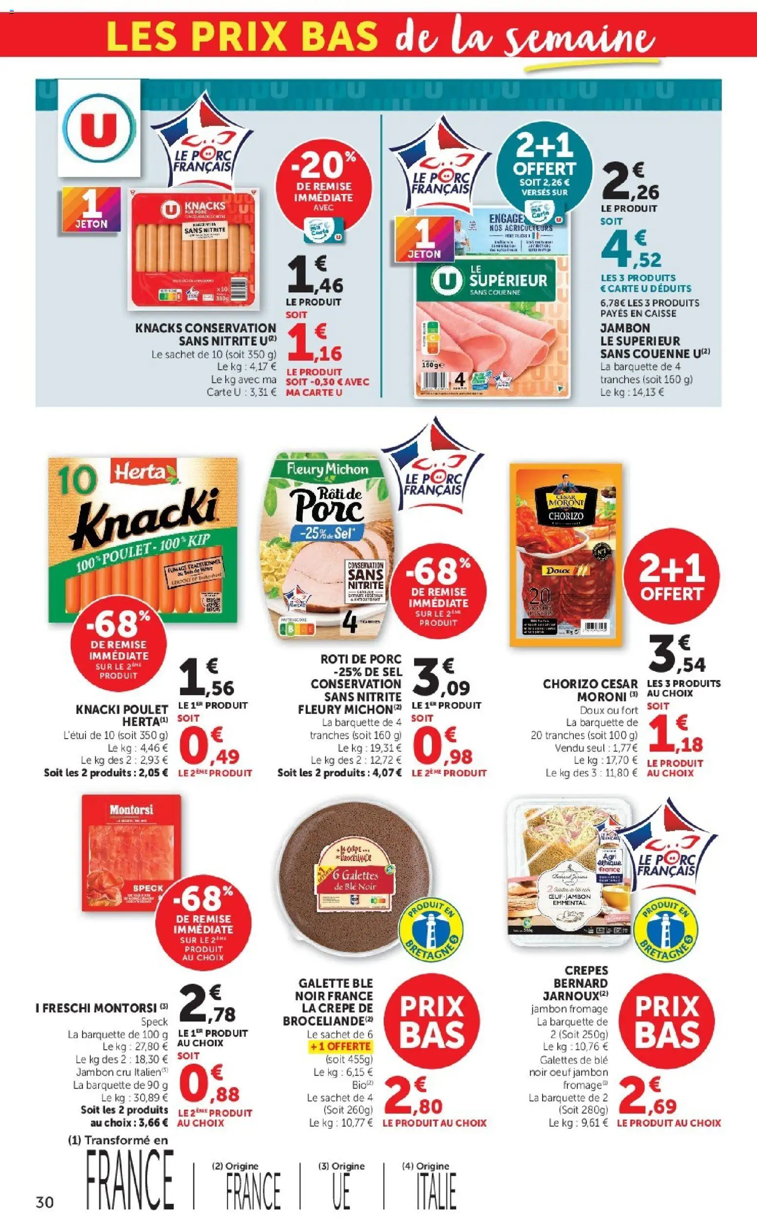 {H1} | Page: 30 | Produits: Crêpes, Rôti de porc, Poulet, Porc