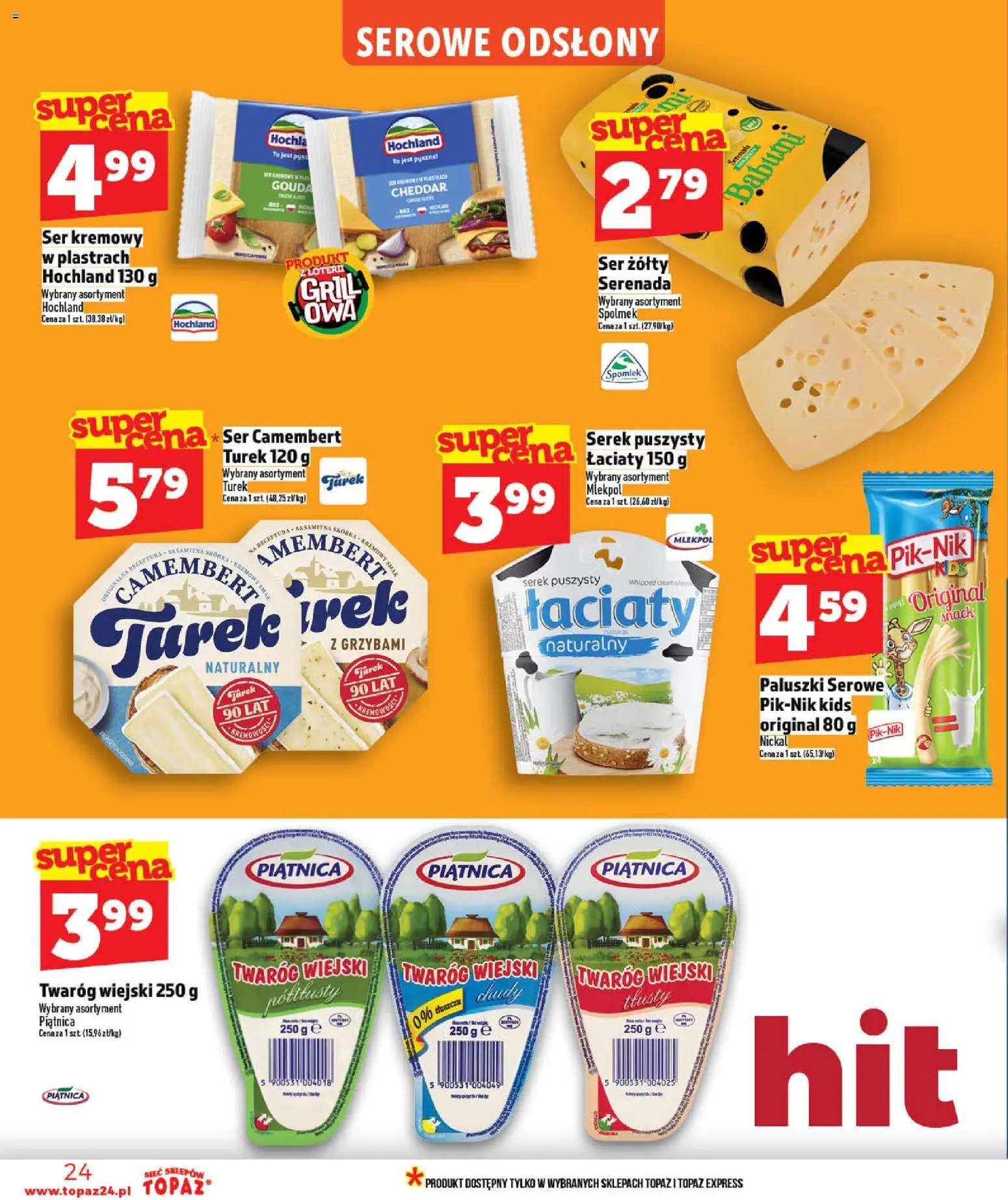 Topaz gazetka - MAZ od 21.05.2026 | Strona: 24 | Produkty: Ser camembert, Grill, Camembert, Cheddar