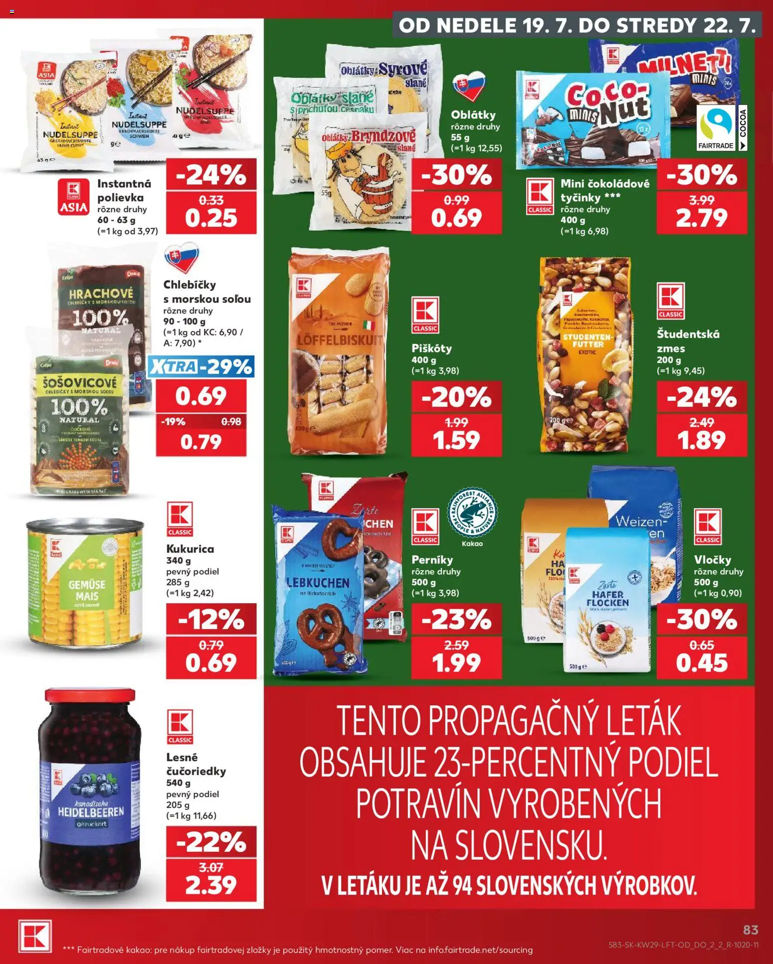 Nové Kaufland akcie – leták je platný od 16.07.2026 | Strana: 83 | Produkty: Piškóty, Oblátky, Čučoriedky, Kakao