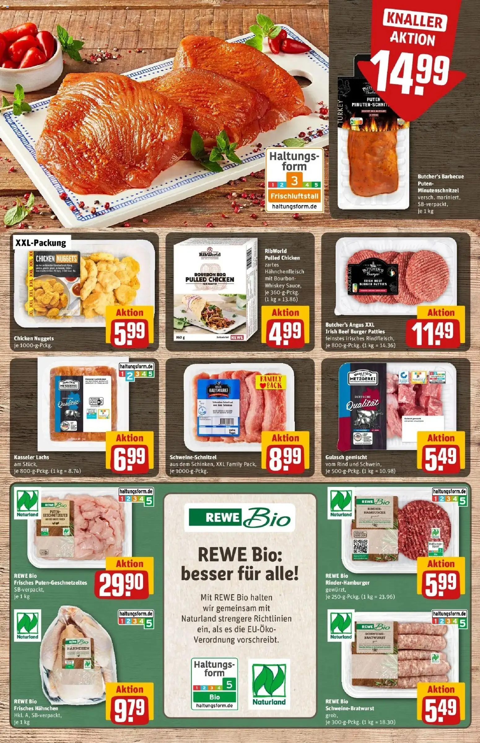 REWE Prospekt ab 14.09.2026 zum Blättern » Angebote | Seite: 7 | Produkte: Bratwurst, Lachs, Gulasch, Bourbon