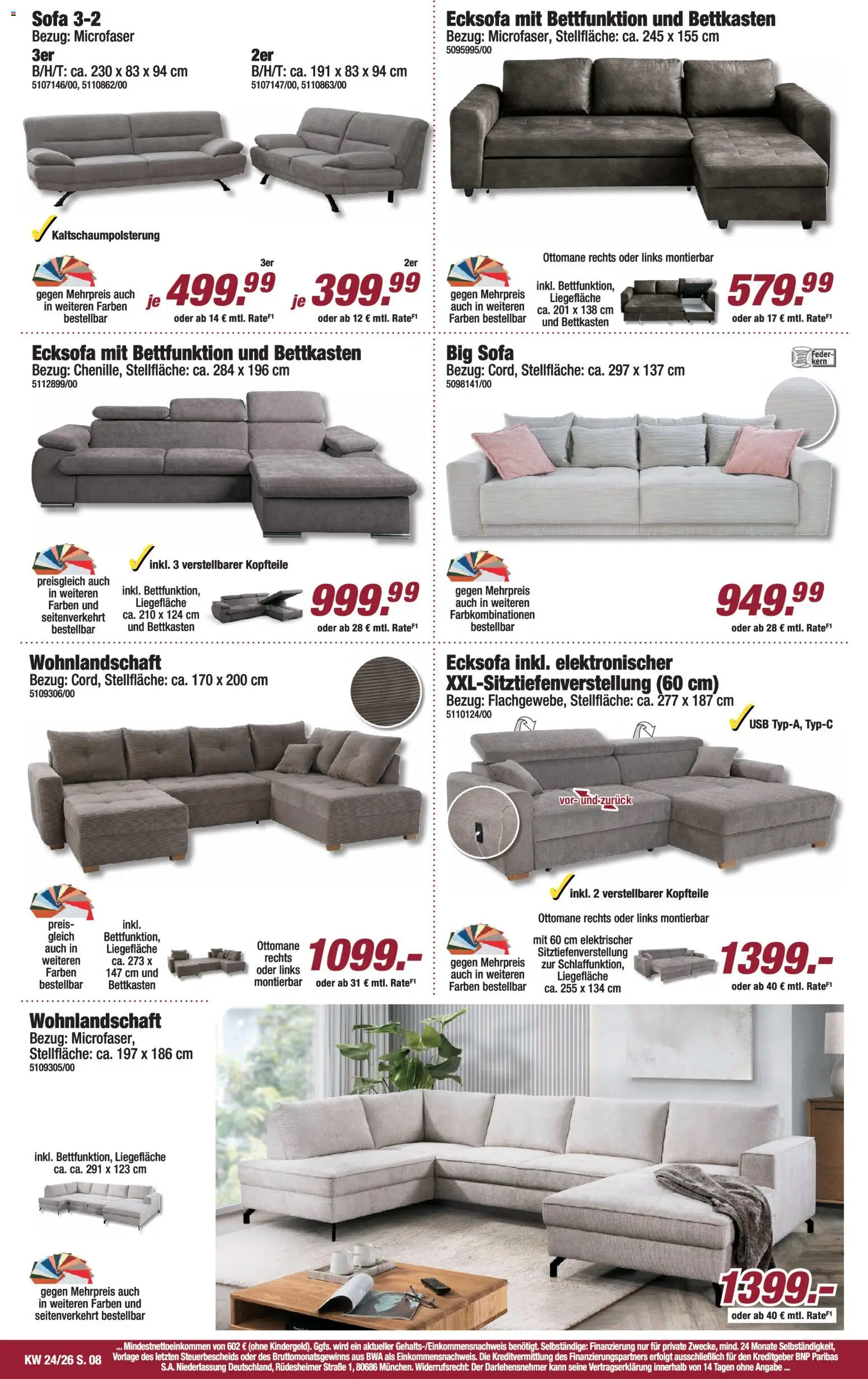 Poco Prospekt – gültig ab 07.06.2026 | Seite: 8 | Produkte: USB, Wohnlandschaft, Ecksofa, Sofa