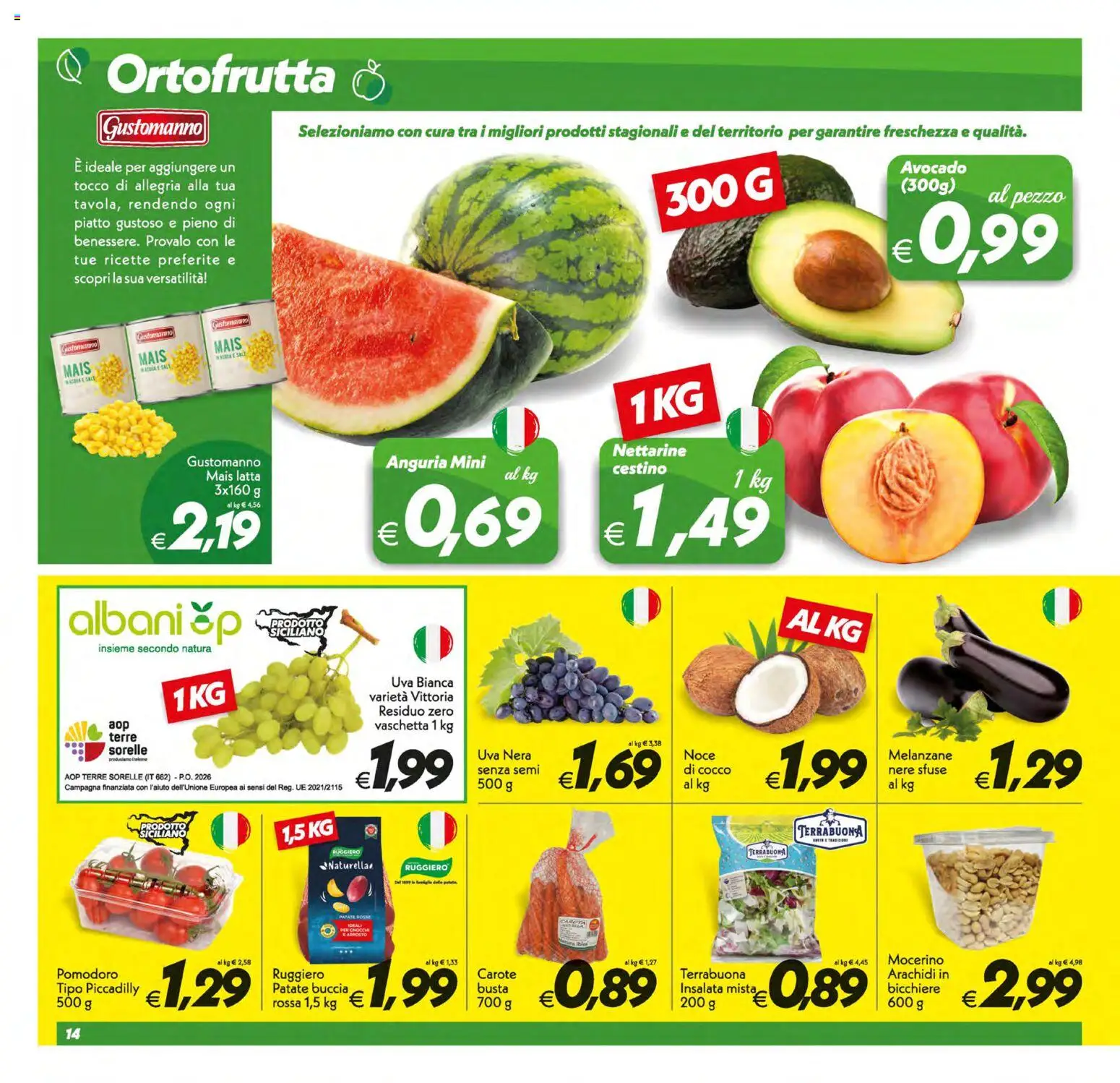 Volantino SuperConveniente del 31/07/2026 | Pagina: 14 | Prodotti: Uva, Cocco, Mais, Piatto