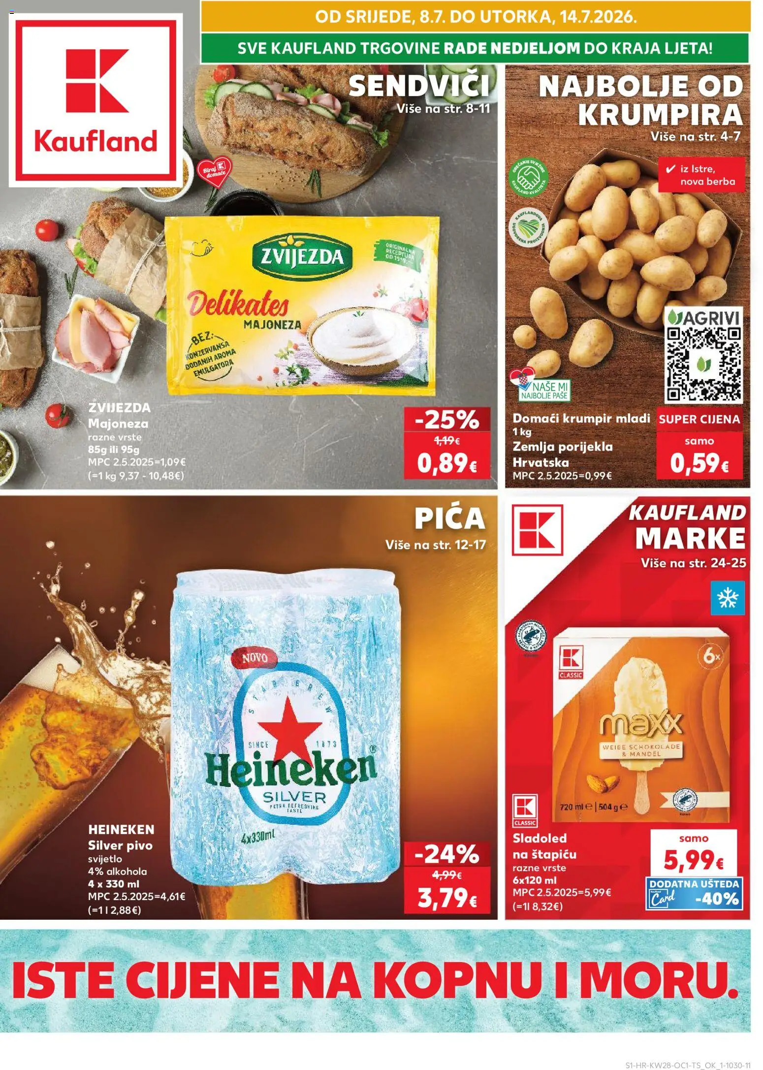 Kaufland katalog | vrijedi od 08.07.2026 | Stranica: 1 | Proizvodi: Pivo, Heineken, Krumpir, Majoneza