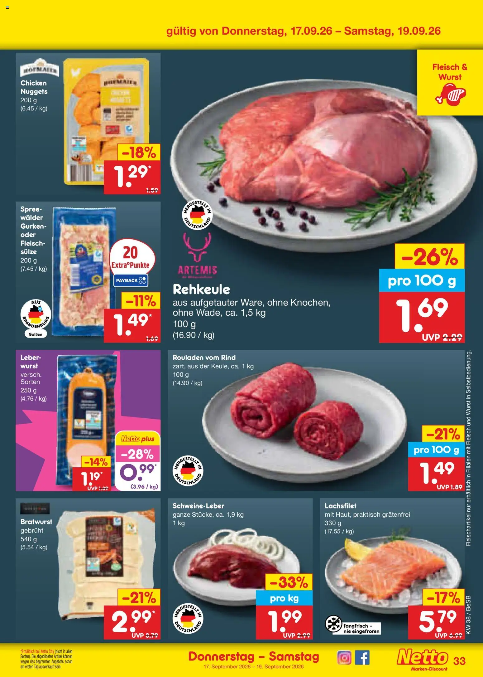 Netto Marken-Discount Prospekt – gültig ab 14.09.2026 | Seite: 47 | Produkte: Bratwurst, Wurst, Fleisch, Gurken