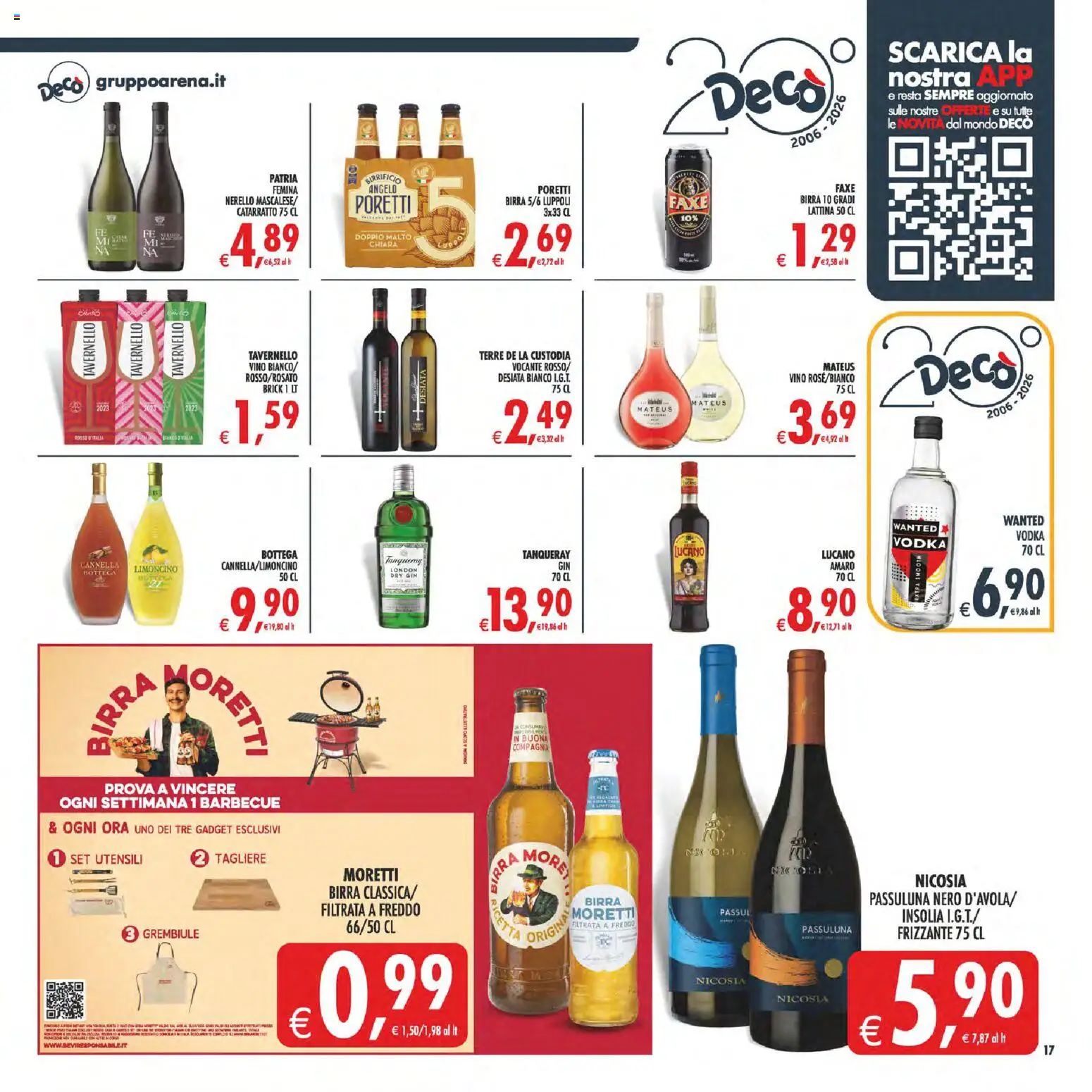 Volantino Decò del 08.05.2026 | Pagina: 18 | Prodotti: Vodka, Barbecue, Birra Moretti, Grembiule
