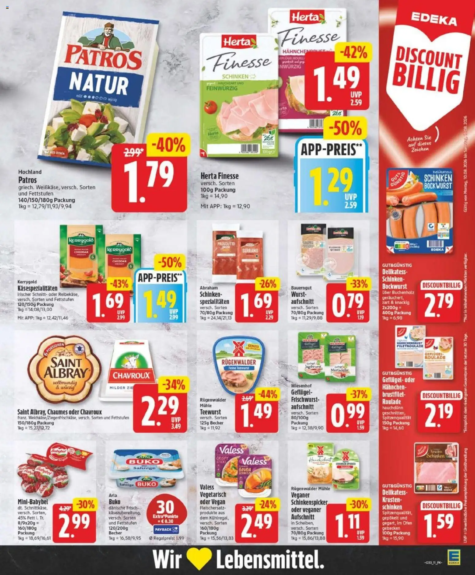 Edeka Prospekt Hannover – gültig ab 10.08.2026 | Seite: 11 | Produkte: Spezialitäten, Gouda, Patros, Herta finesse