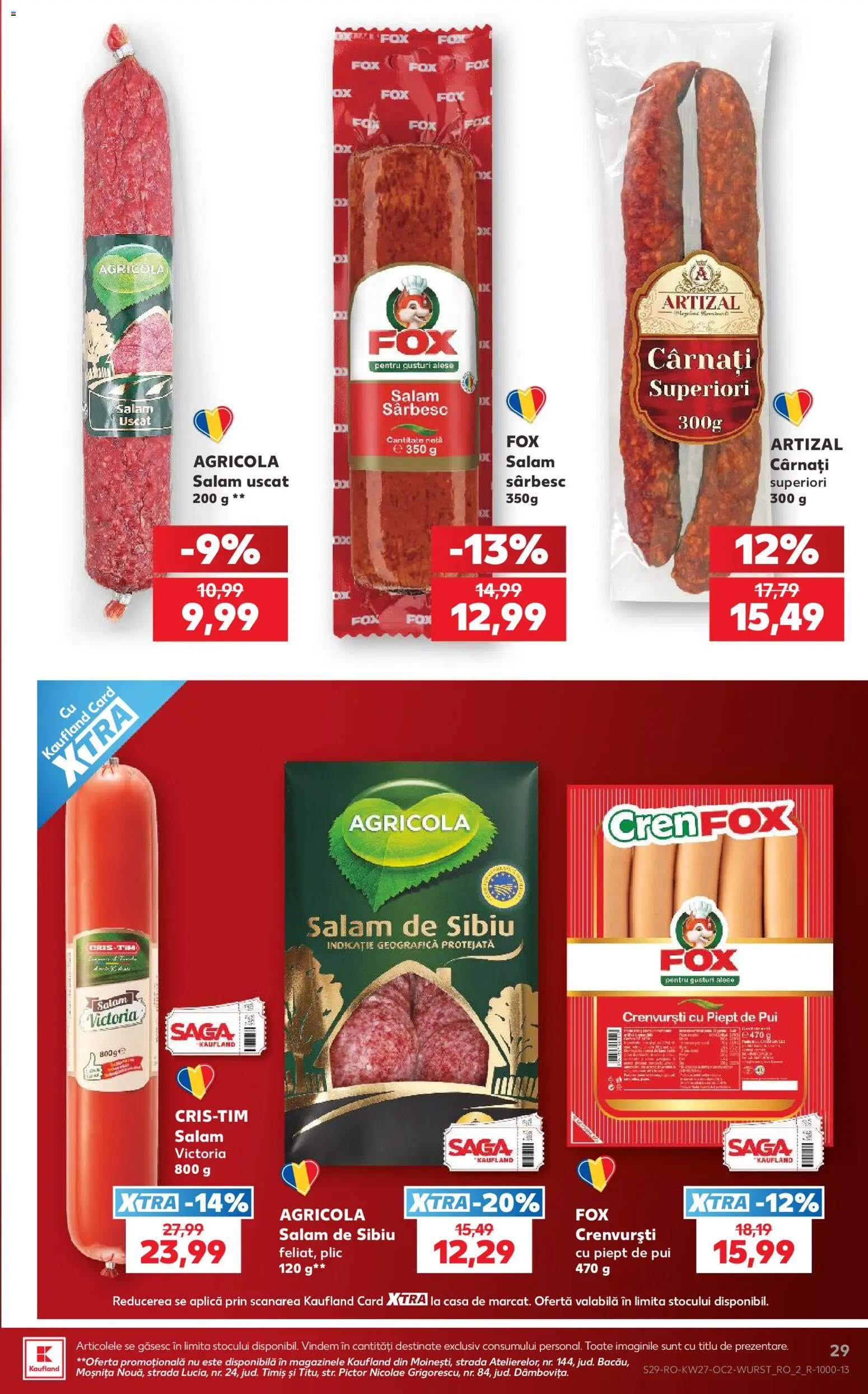 Noul catalog Kaufland – valabil de la 01.07.2026 | Pagină: 29 | Produse: Hacıyatmaz Kedi Oyuncağı, Crenvurști, Salam, Cârnați