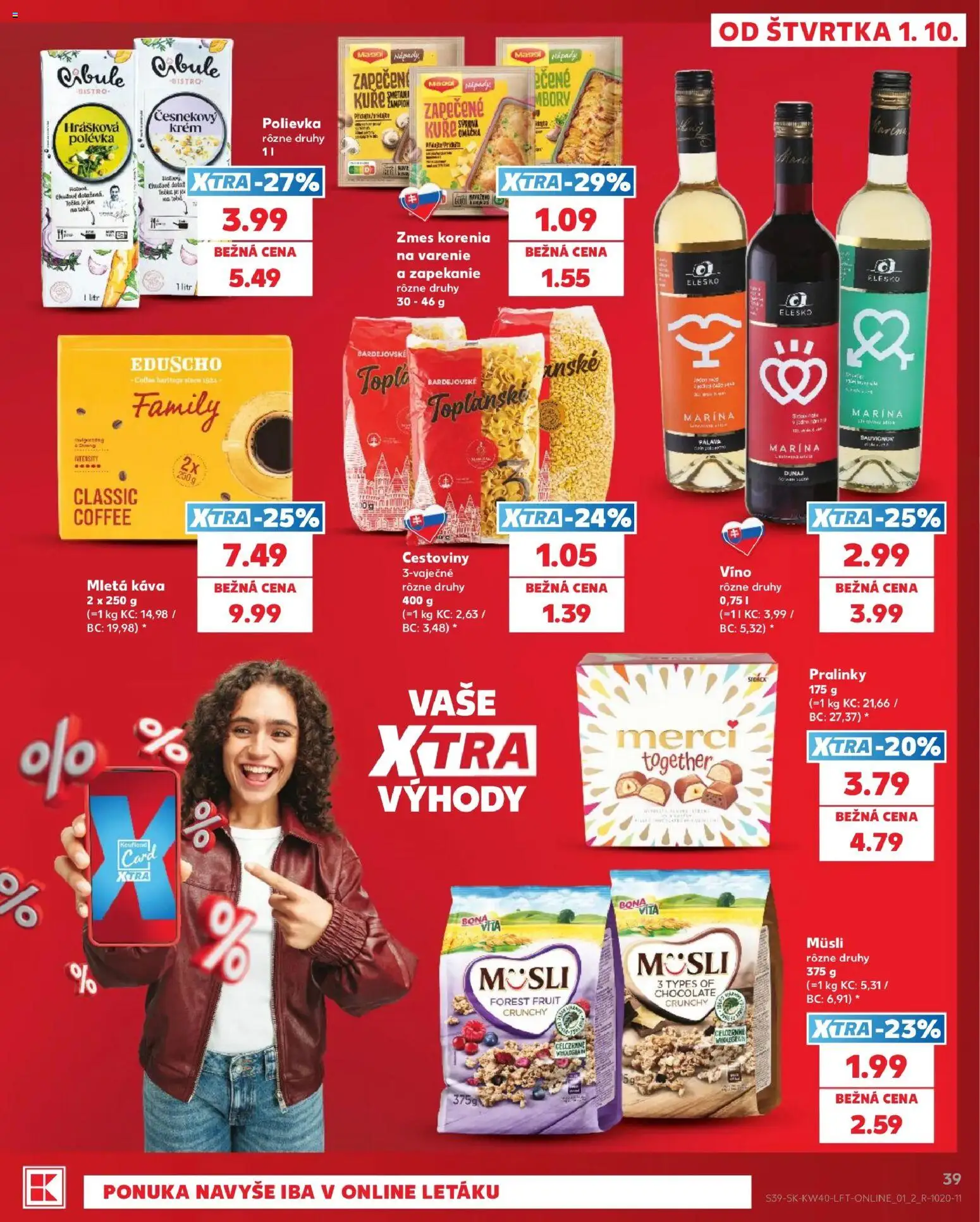 Nové Kaufland akcie – leták je platný od 01.10.2026 | Strana: 39 | Produkty: Müsli, Cestoviny, Merci, Krém