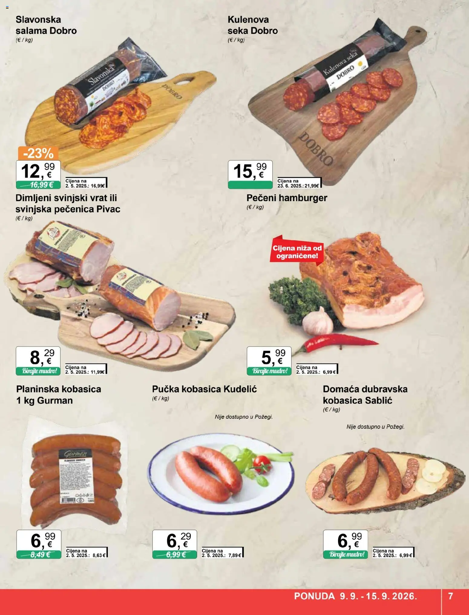 KTC katalog | vrijedi od 09.09.2026 | Stranica: 7 | Proizvodi: Vrat, Svinjski vrat, Kobasica, Hamburger