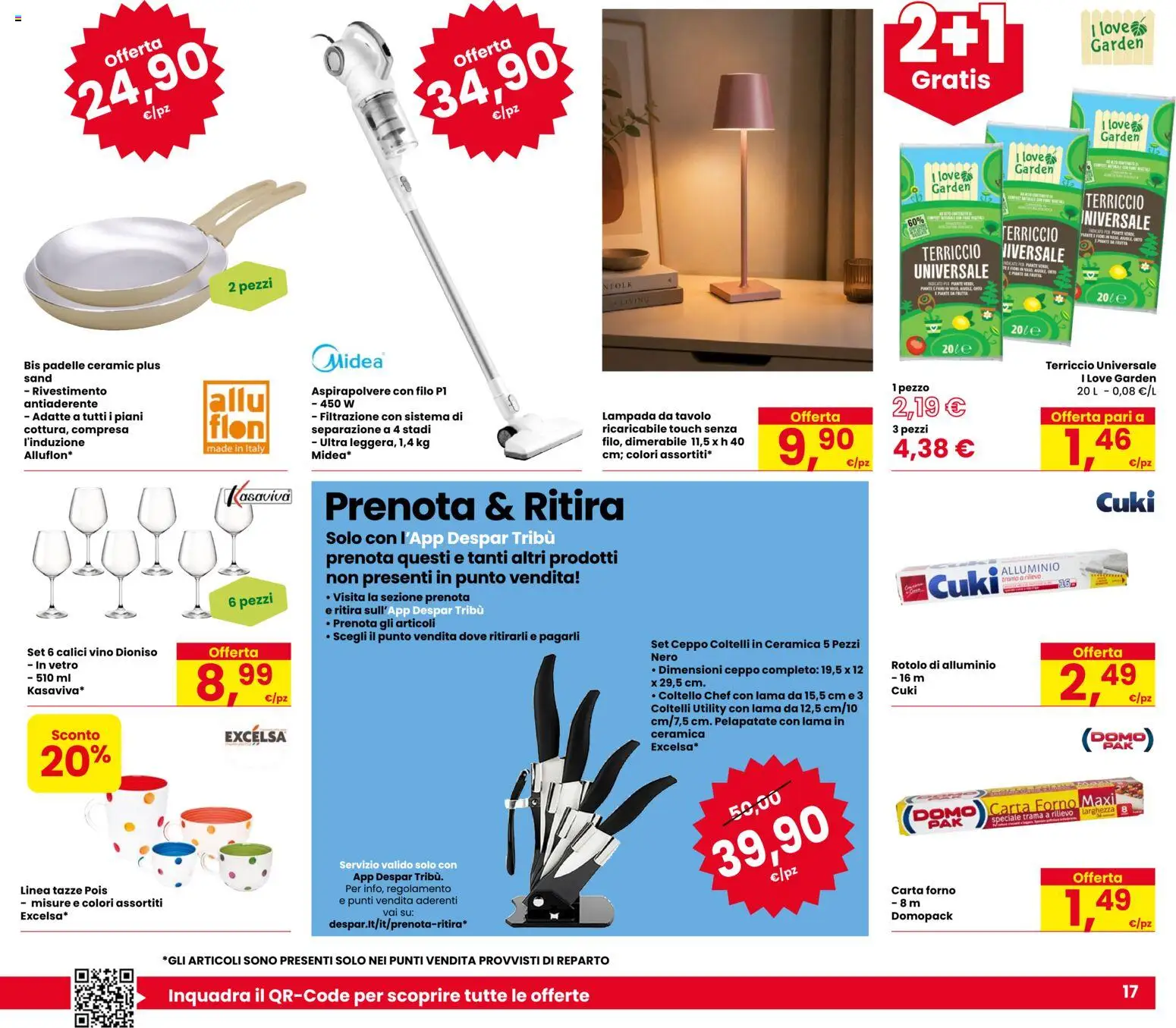 Volantino Eurospar del 01/10/2026 | Pagina: 17 | Prodotti: Vino, Lampada da tavolo, Aspirapolvere, Coltelli