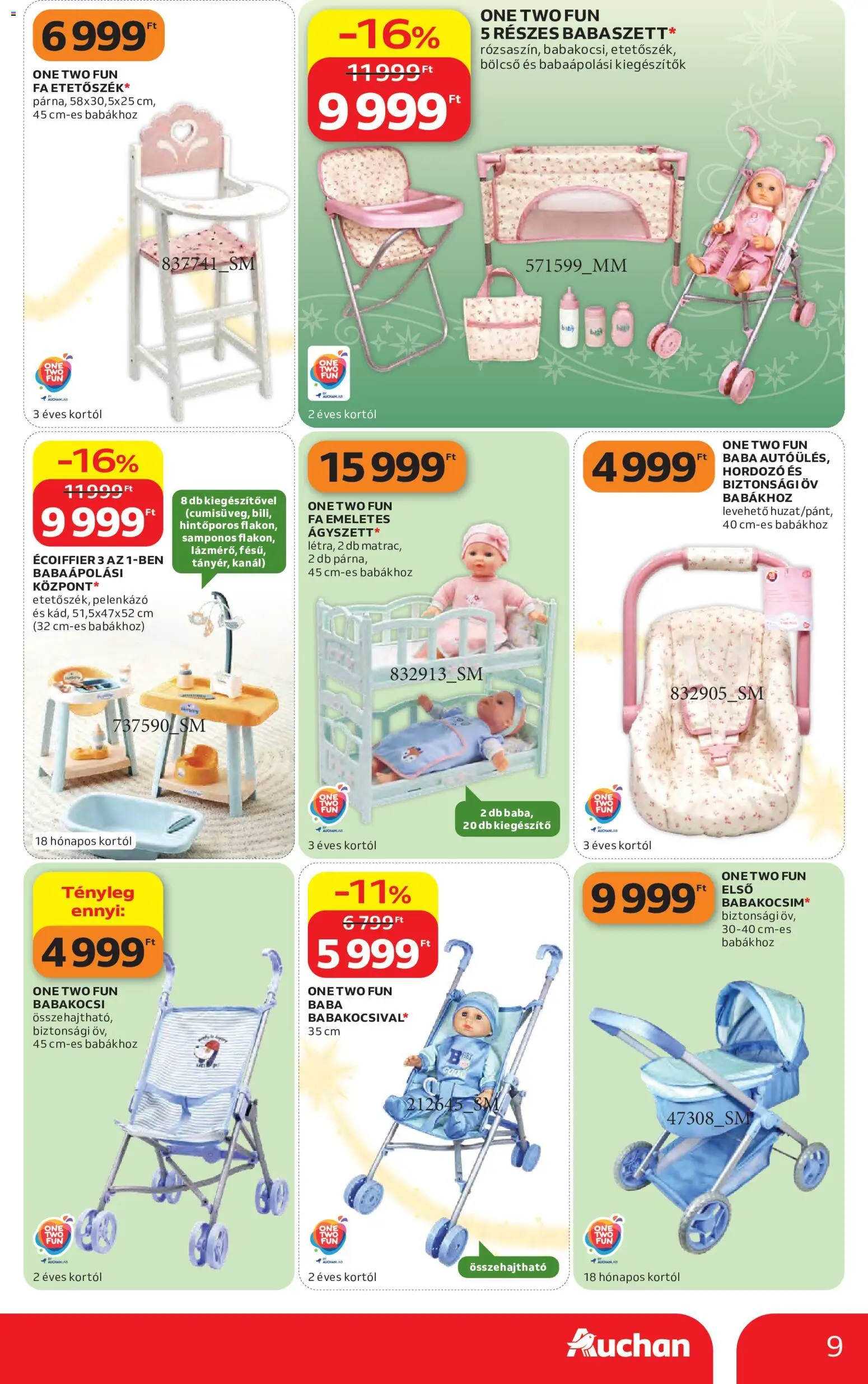 Auchan akciós ujság - amely érvényes a következő dátumtól: 2026.10.22. | Oldal: 9 | Termékek: FA, Pelenkázó, Babakocsi, Baba
