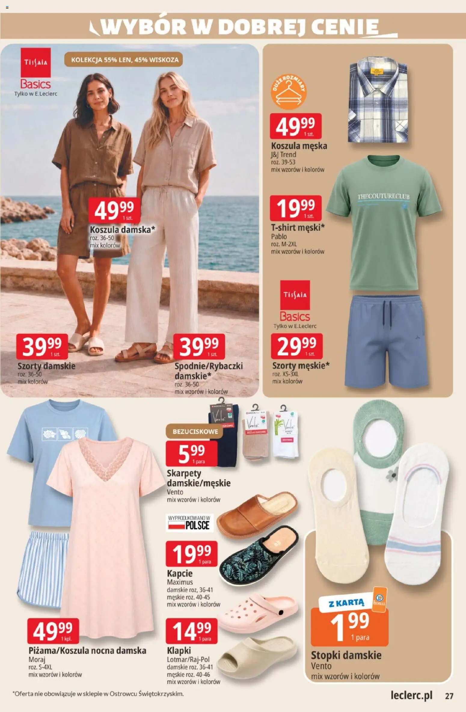 E.Leclerc gazetka od 14.07.2026 | Strona: 27 | Produkty: Karta, Skarpety, Kapcie, Klapki