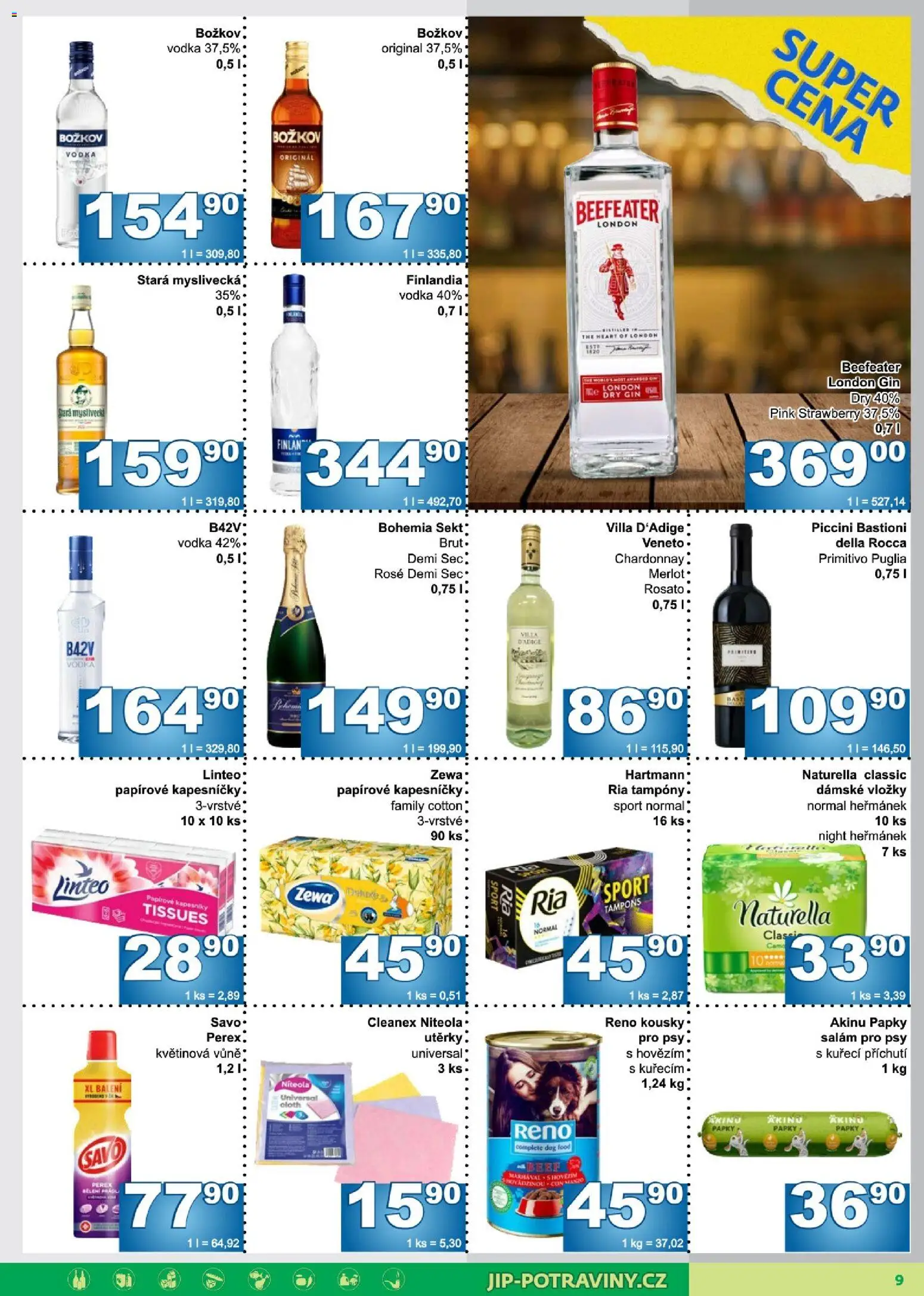 Jip leták od 01.07.2026 | Strana: 9 | Produkty: Salám, Papírové kapesníky, Sekt, Božkov