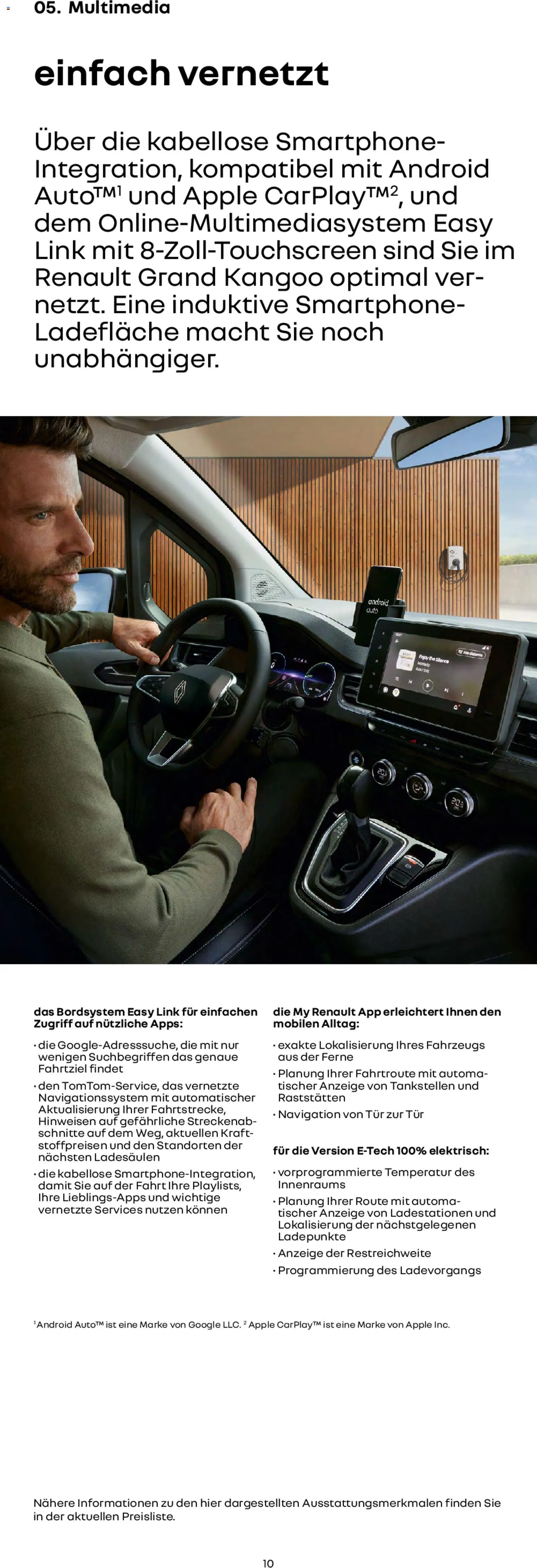 Renault Grand Kangoo – gültig ab 14.01.2026 | Seite: 10 | Produkte: Navigation, Tür, Apple, Smartphone