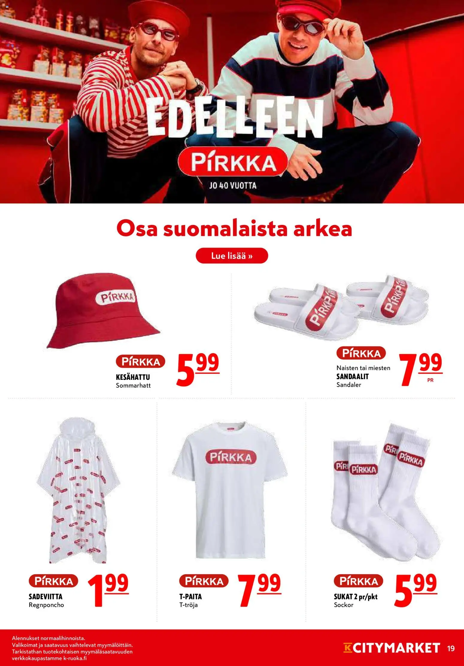 K-Citymarket tarjoukset – voimassa 11.05.2026 alkaen | Sivu: 19 | Tuotteet: Sukat, Sandaalit