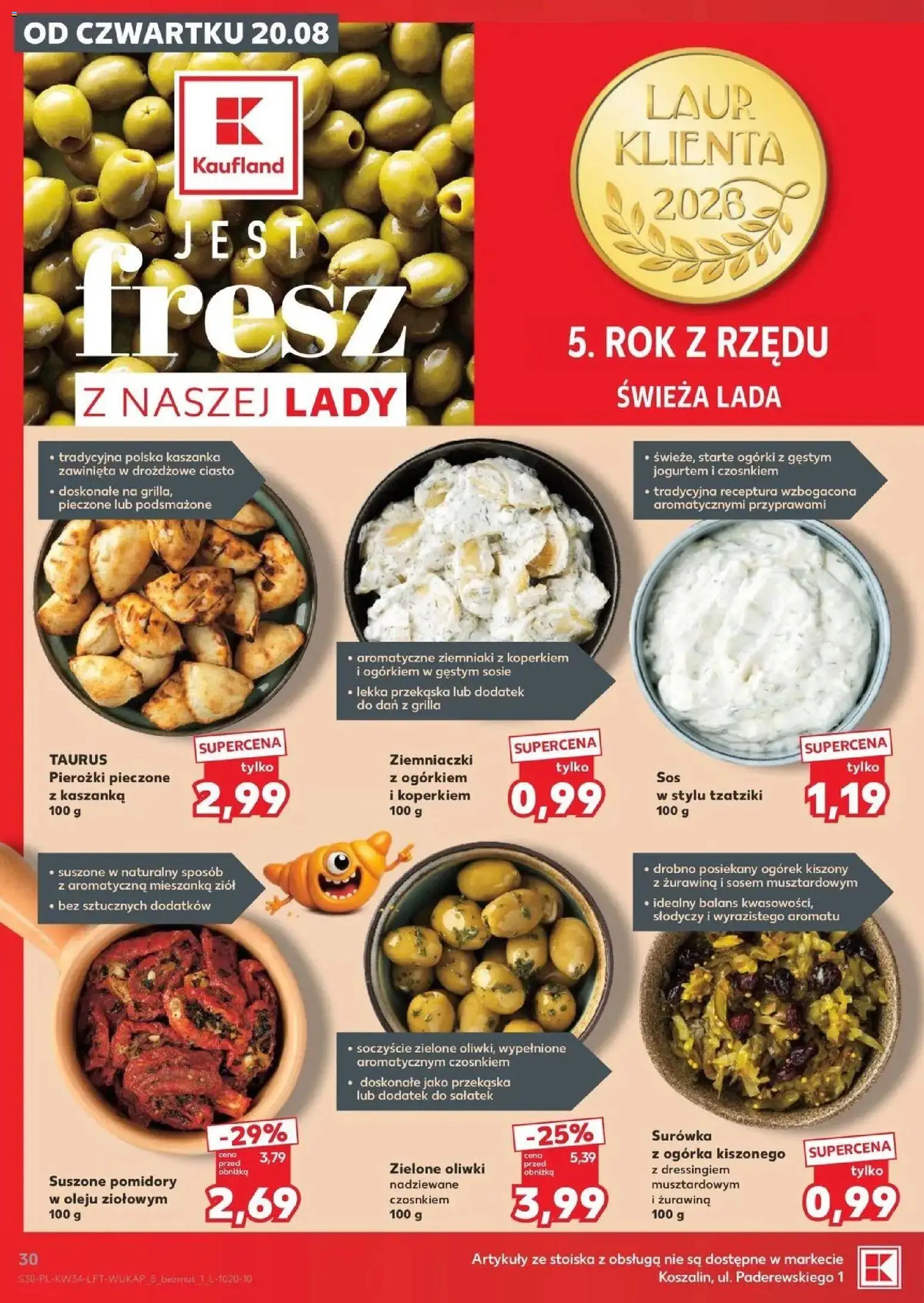 Kaufland gazetka od 20.08.2026 - od jutra PDF | Strona: 30 | Produkty: Kaszanka, Surówka, Pomidory, Ogórki