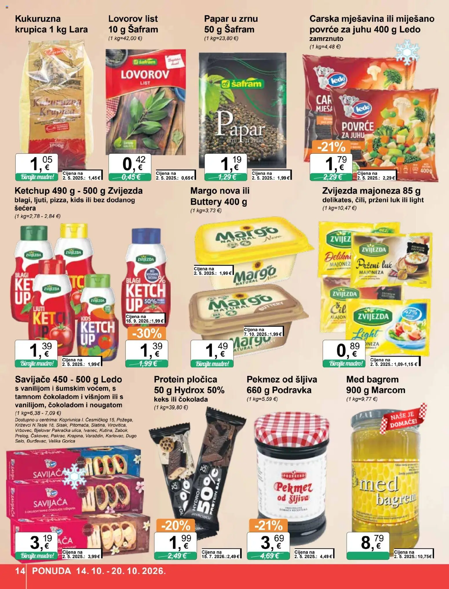 KTC katalog | vrijedi od 14.10.2026 | Stranica: 14 | Proizvodi: Protein, Pekmez, Čokolada, Podravka