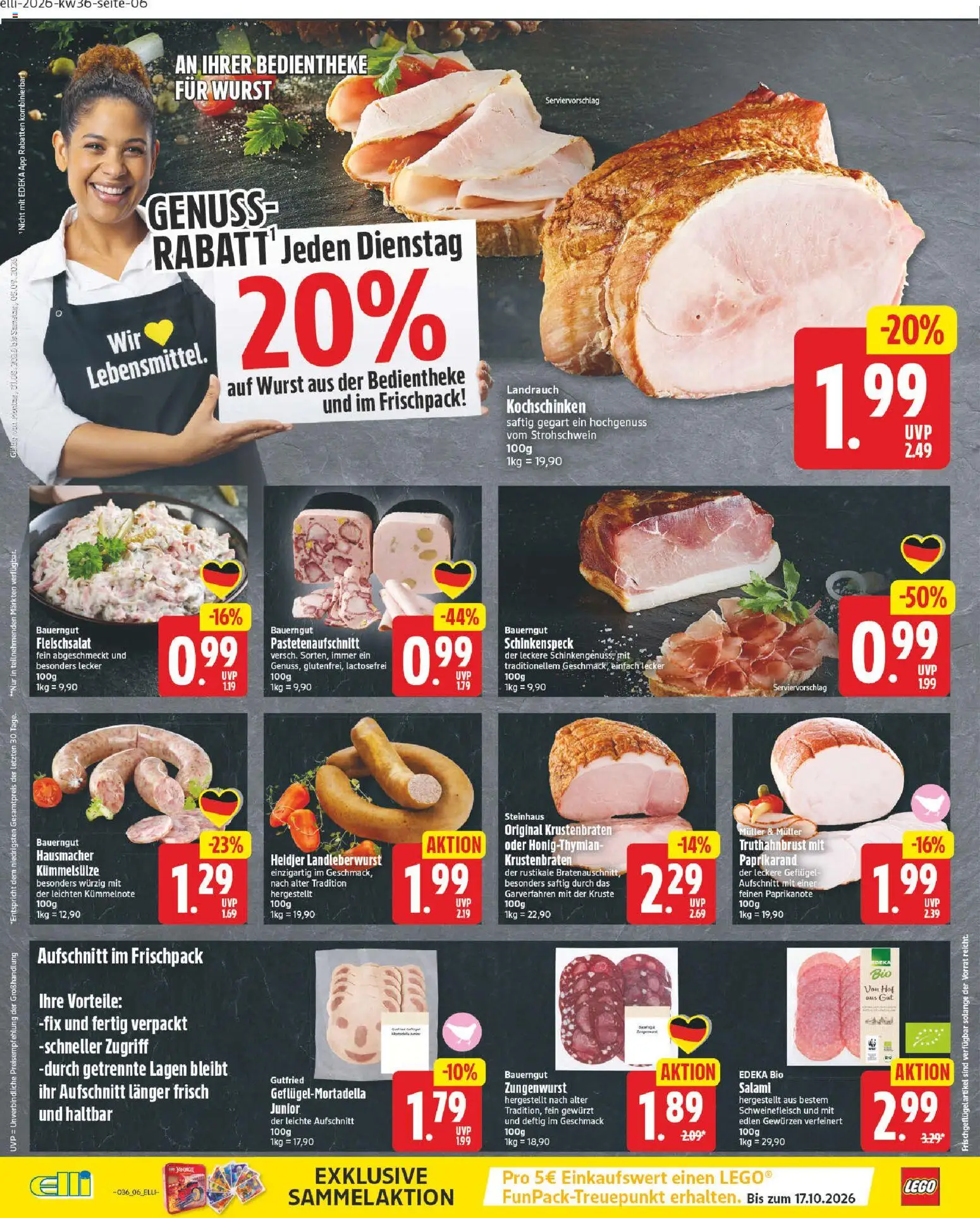 Elli Markt Prospekt Delbrück – gültig ab 31.08.2026 | Seite: 12 | Produkte: Krustenbraten, Bauerngut, Salami, Schweinefleisch