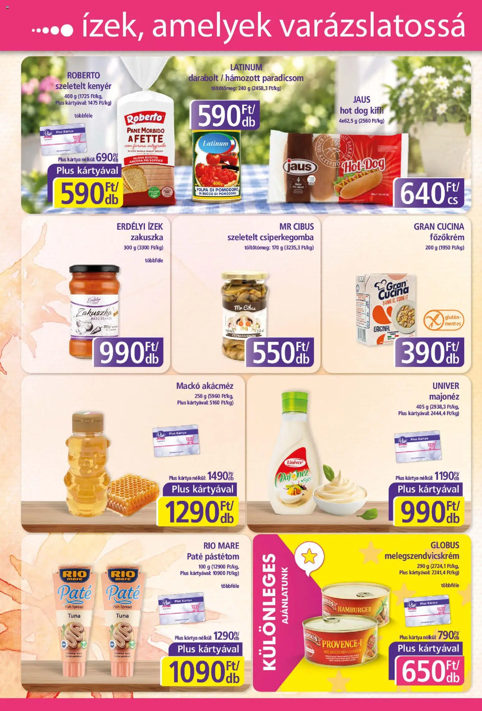 Plus Market akciós ujság - amely érvényes a következő dátumtól: 2026.10.08. | Oldal: 8 | Termékek: Hot dog, Hamburger, Univer, Pástétom