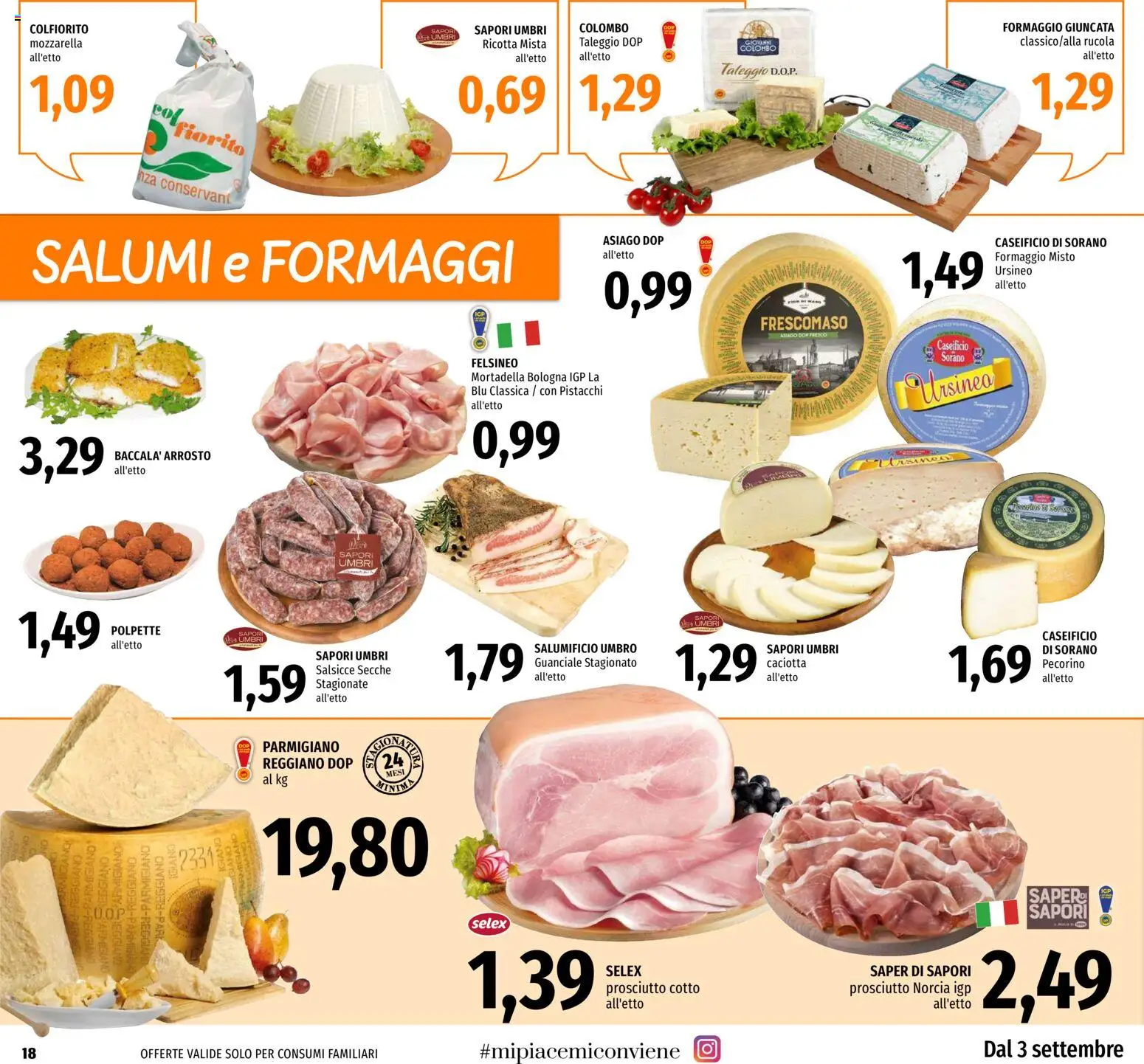 Volantino EMI del 03/09/2026 | Pagina: 18 | Prodotti: Prosciutto Cotto, Formaggio, Mortadella, Ricotta
