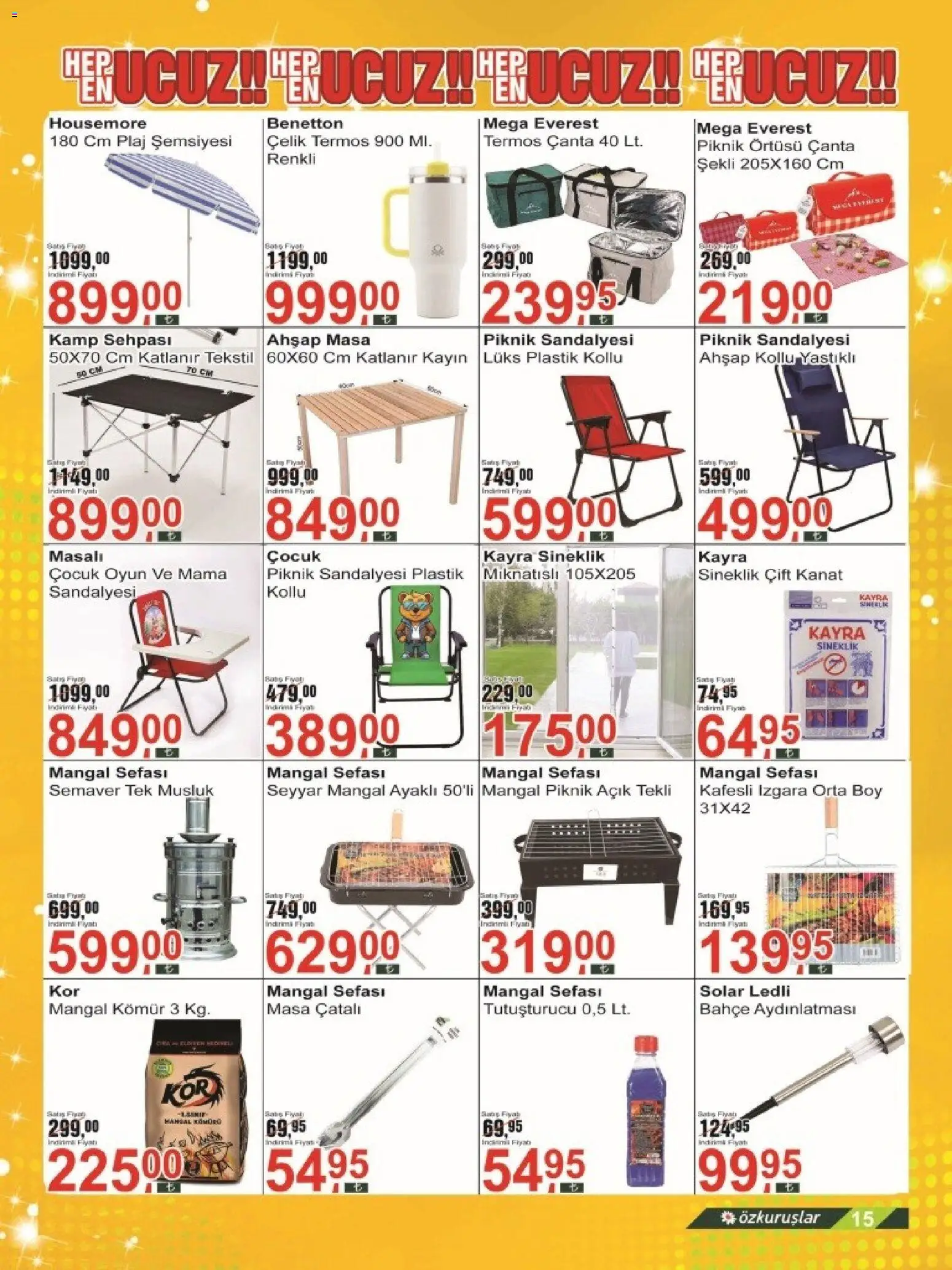 Özkuruşlar Katalog - 11.06.2026 tarihinden itibaren geçerlidir | Sayfa: 15 | Ürünler: Bahçe aydınlatması, Masa, Çanta, Oyun