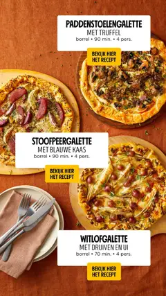 WITLOFGALETTE MET DRUIVEN EN UI, Galette with chicory, grapes and onion - Voorbeeld van een folder van Jumbo, geldig van 30-09-2026 | Pagina: 63 | Producten: Ui, Kaas, Druiven