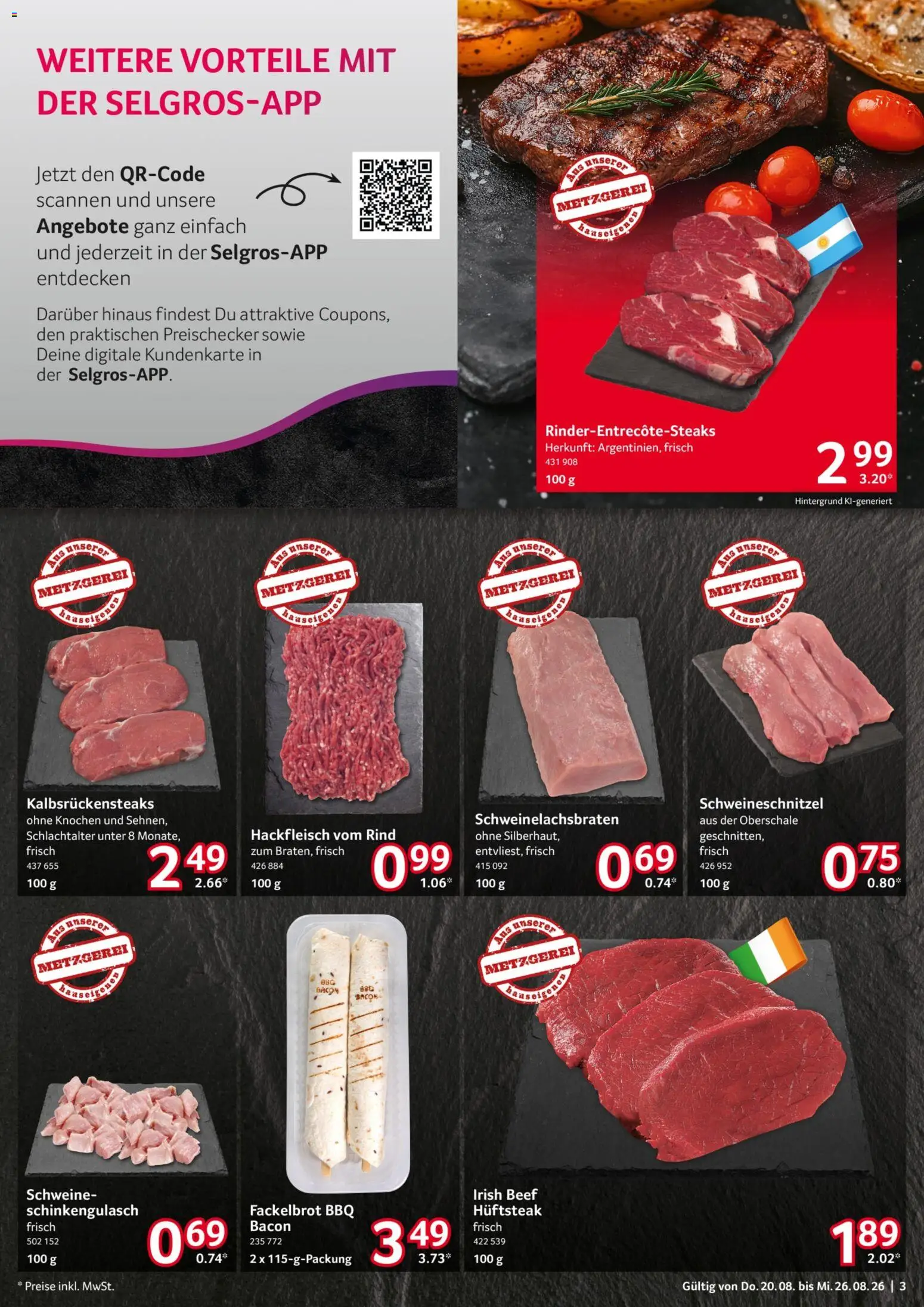 Selgros Prospekt – gültig ab 20.08.2026 | Seite: 3 | Produkte: Hackfleisch